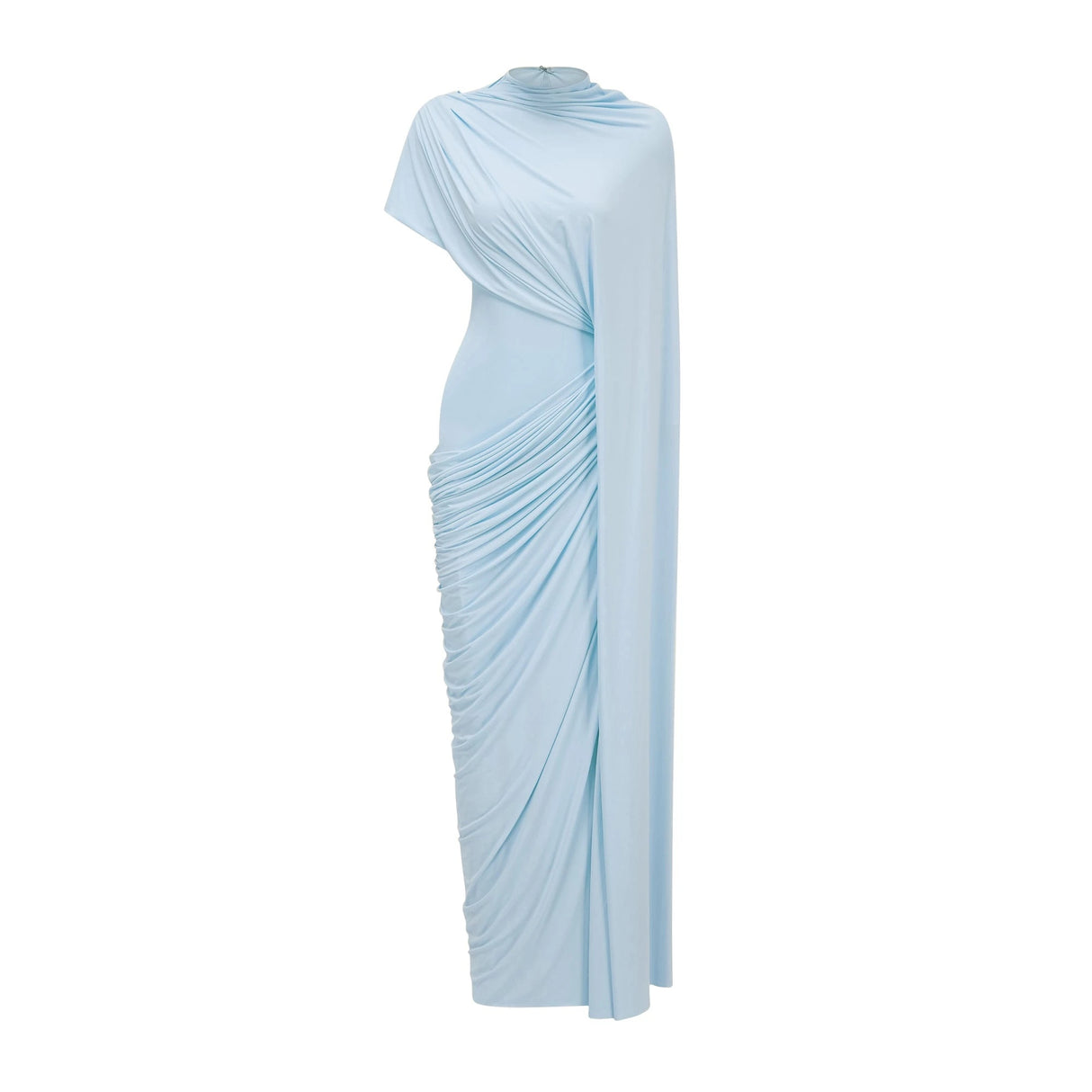 Fenella Blue Asymmetrical Draped Cape Dress Matching Set
