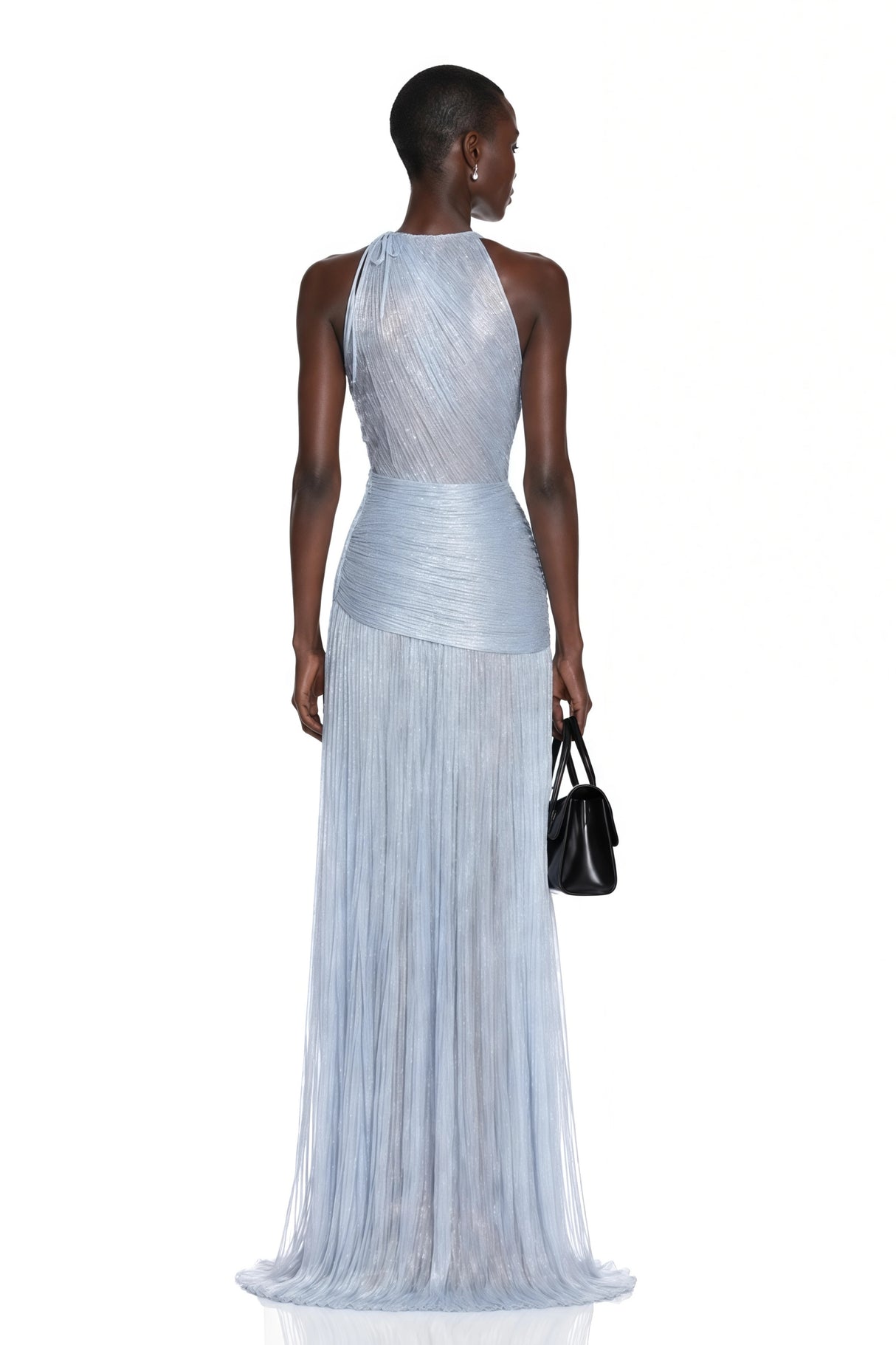 Francesca Silver Fringe Maxi Dress with Bow