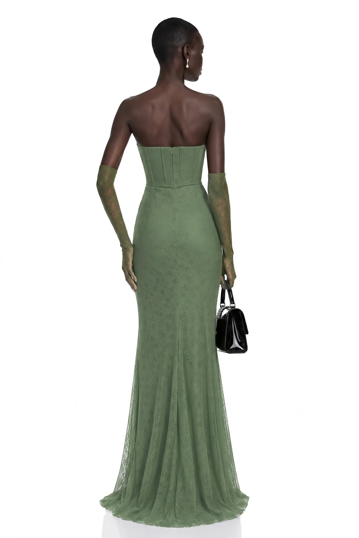 Franziska Green Embellished Corset Maxi Dress Without Gloves