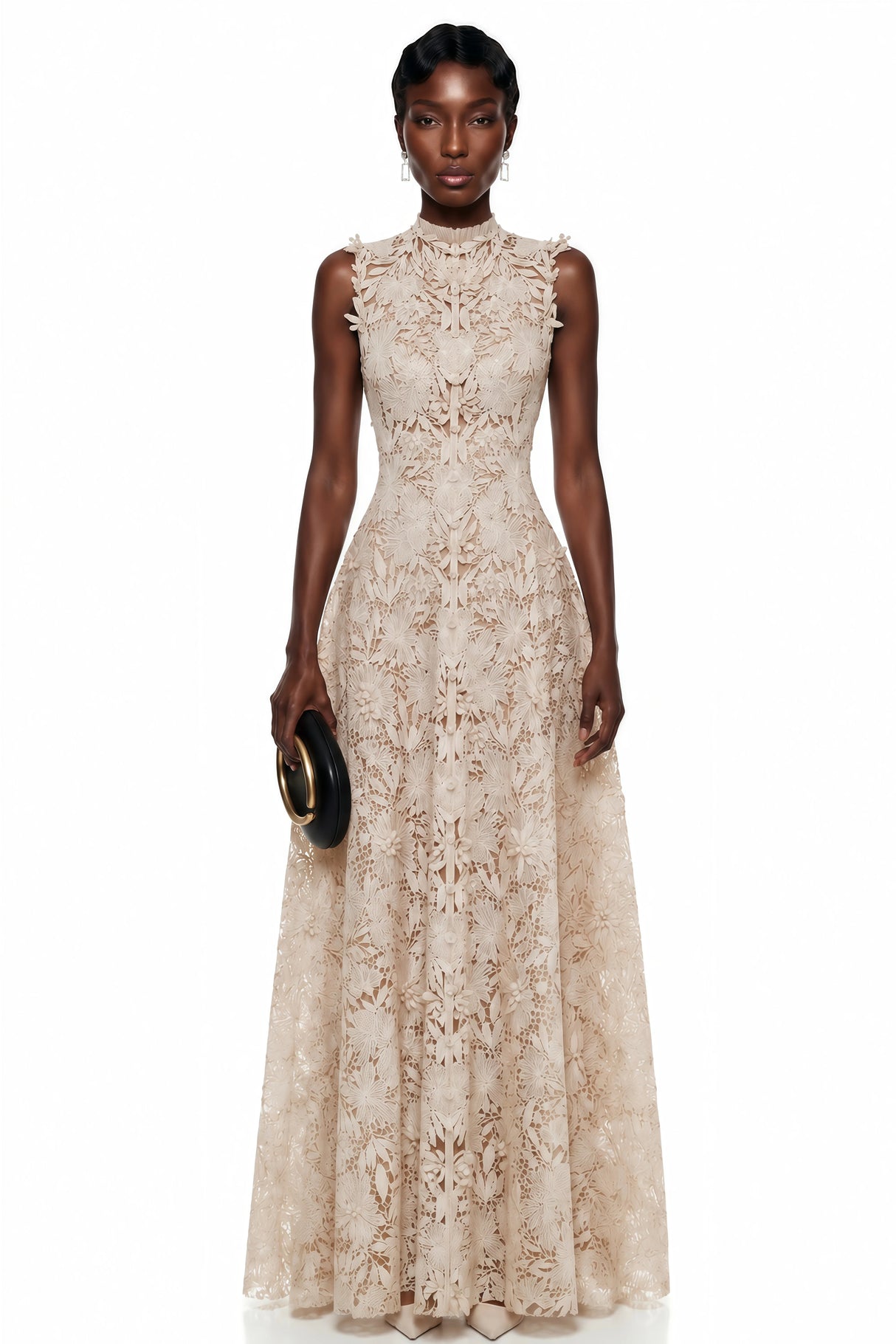 Franziska Neutrals Floral Embroidered Maxi Dress