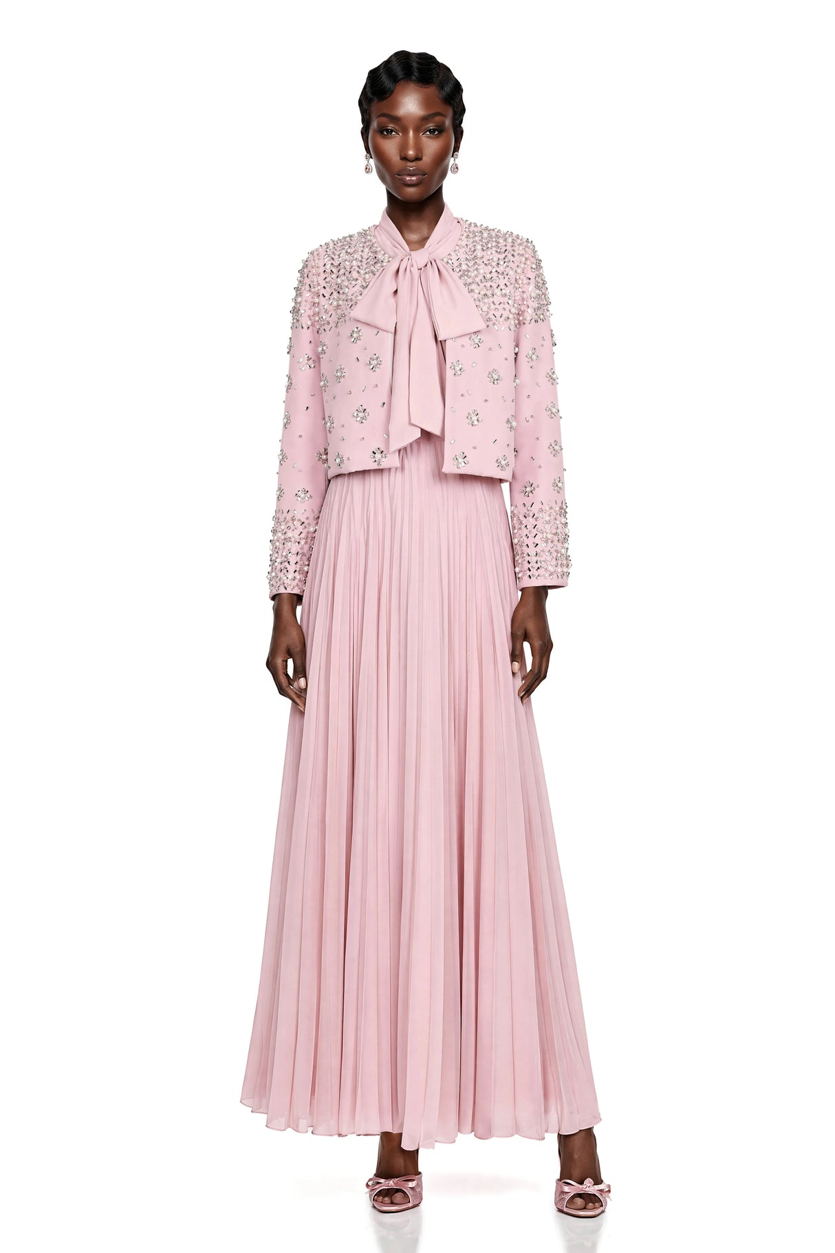 Imogen Pink Embellished Jacket Dress Set