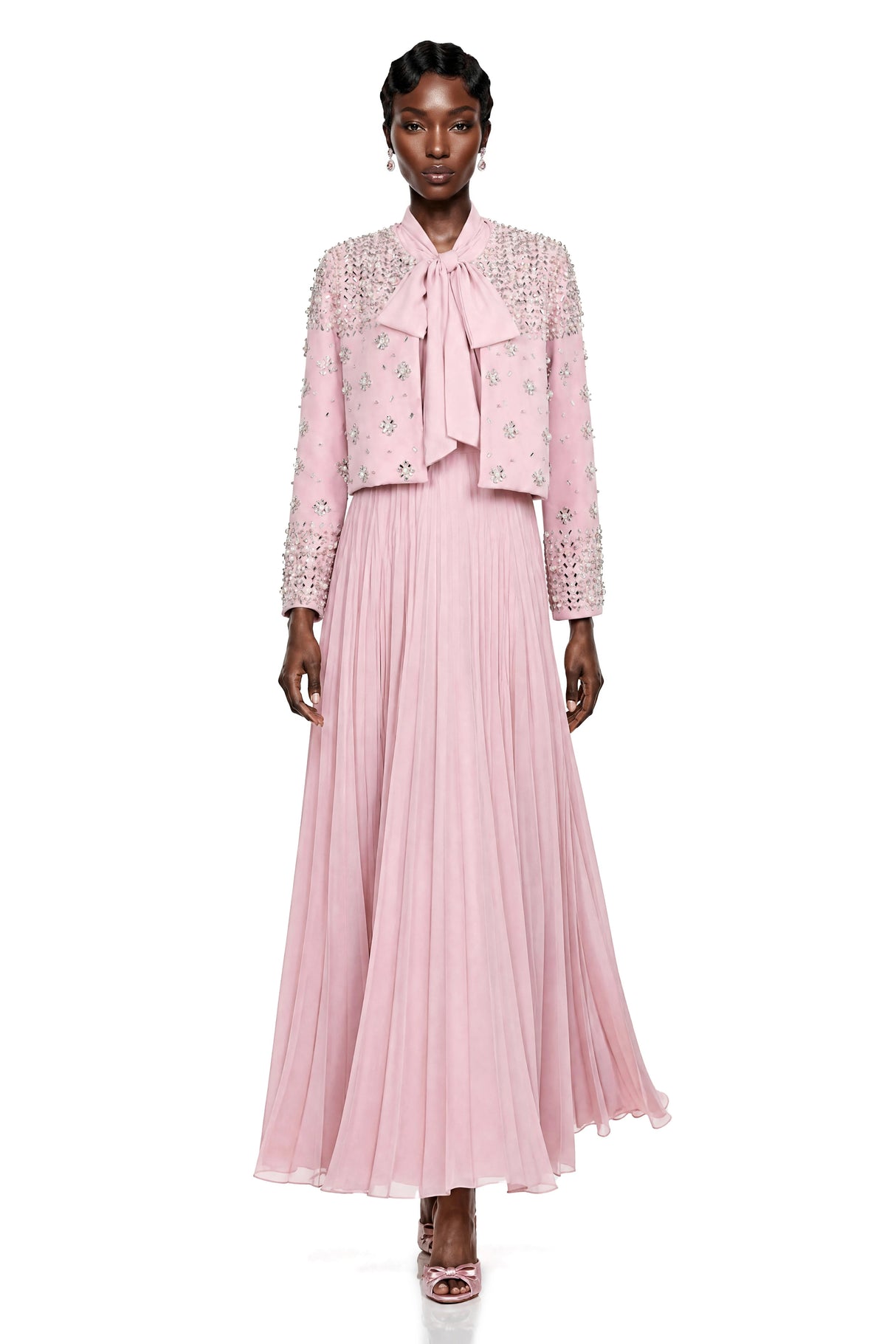 Imogen Pink Embellished Jacket Dress Set