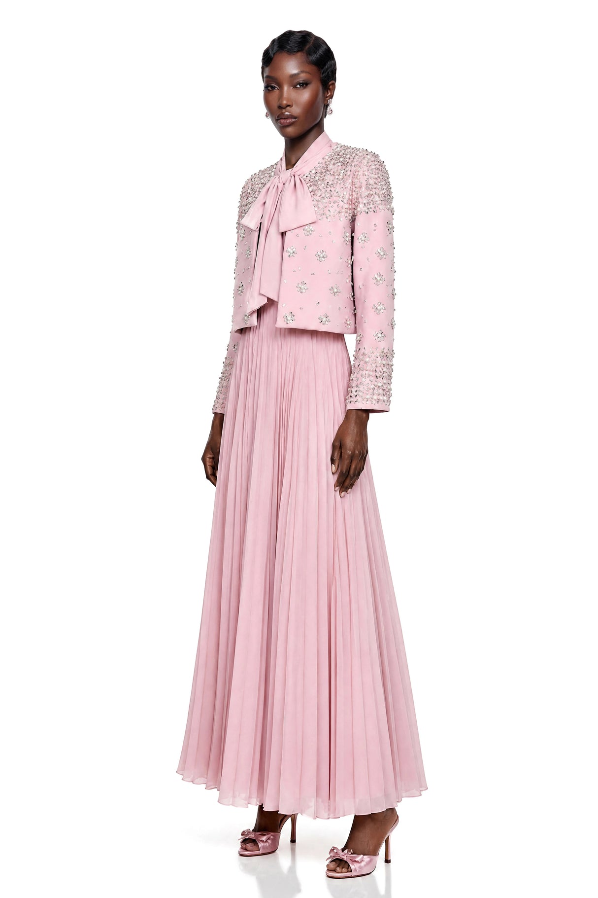 Imogen Pink Embellished Jacket Dress Set