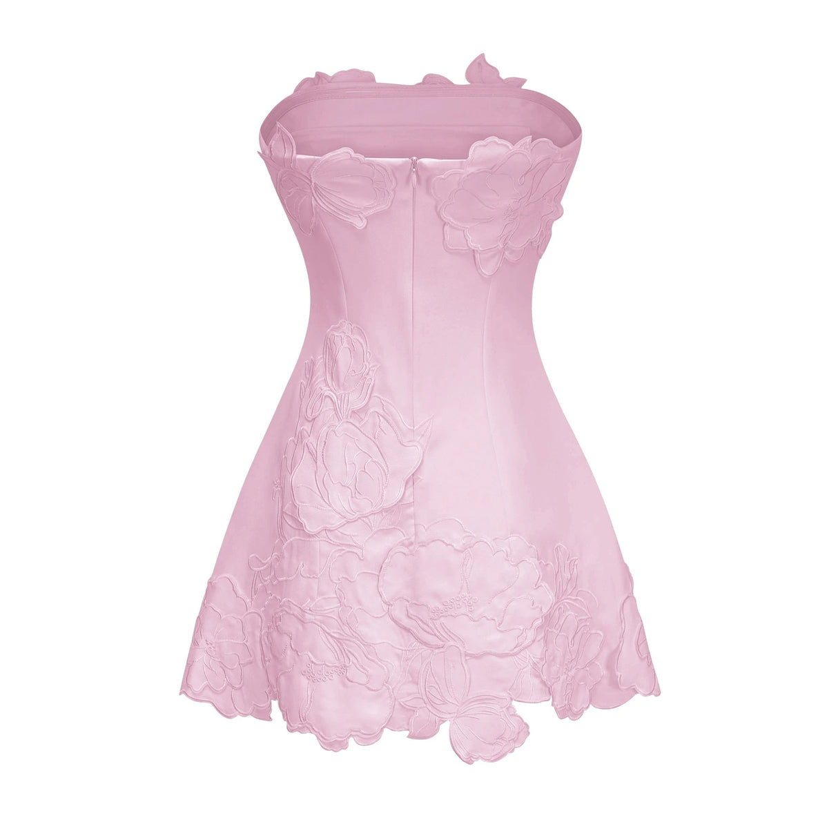 Inga Pink Strapless Floral Embroidered Mini Dress