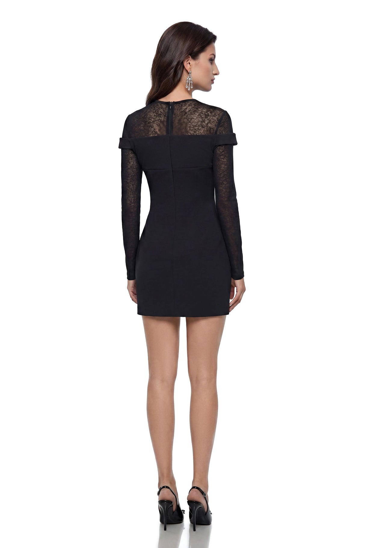 Isaura Black Mini Dress with Lace Panels