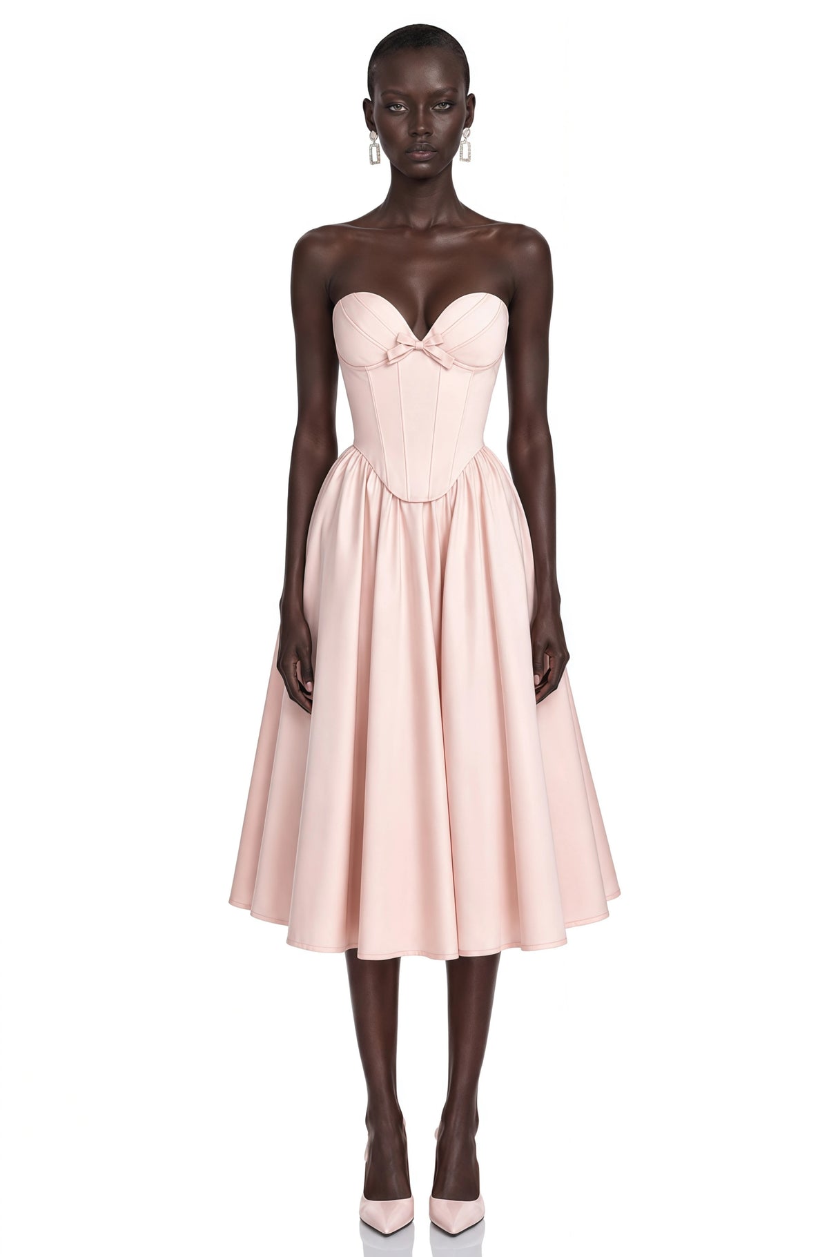 Jana Pink Corset Maxi Dress with Bow Detail
