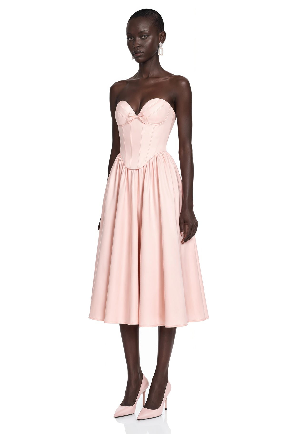 Jana Pink Corset Maxi Dress with Bow Detail