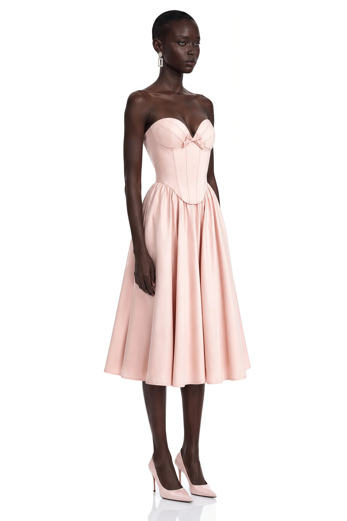 Jana Pink Corset Maxi Dress with Bow Detail