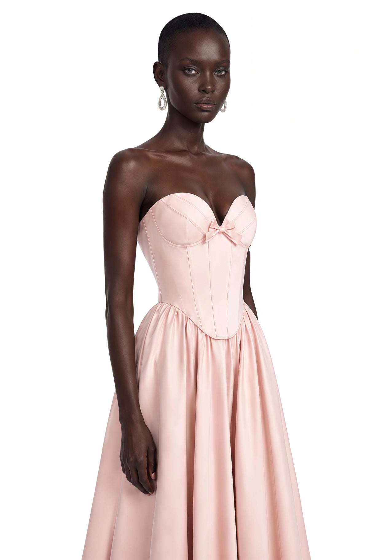 Jana Pink Corset Maxi Dress with Bow Detail