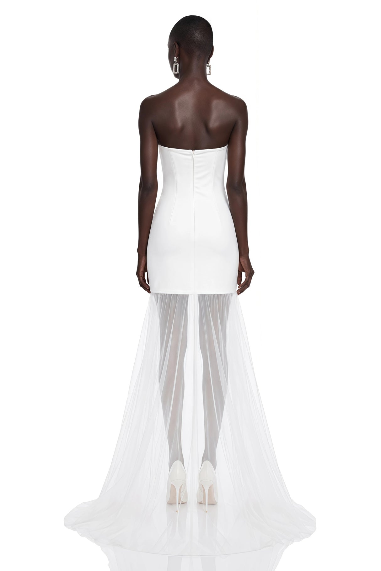 Janet White Floral Embroidered Asymmetrical Mini Dress
