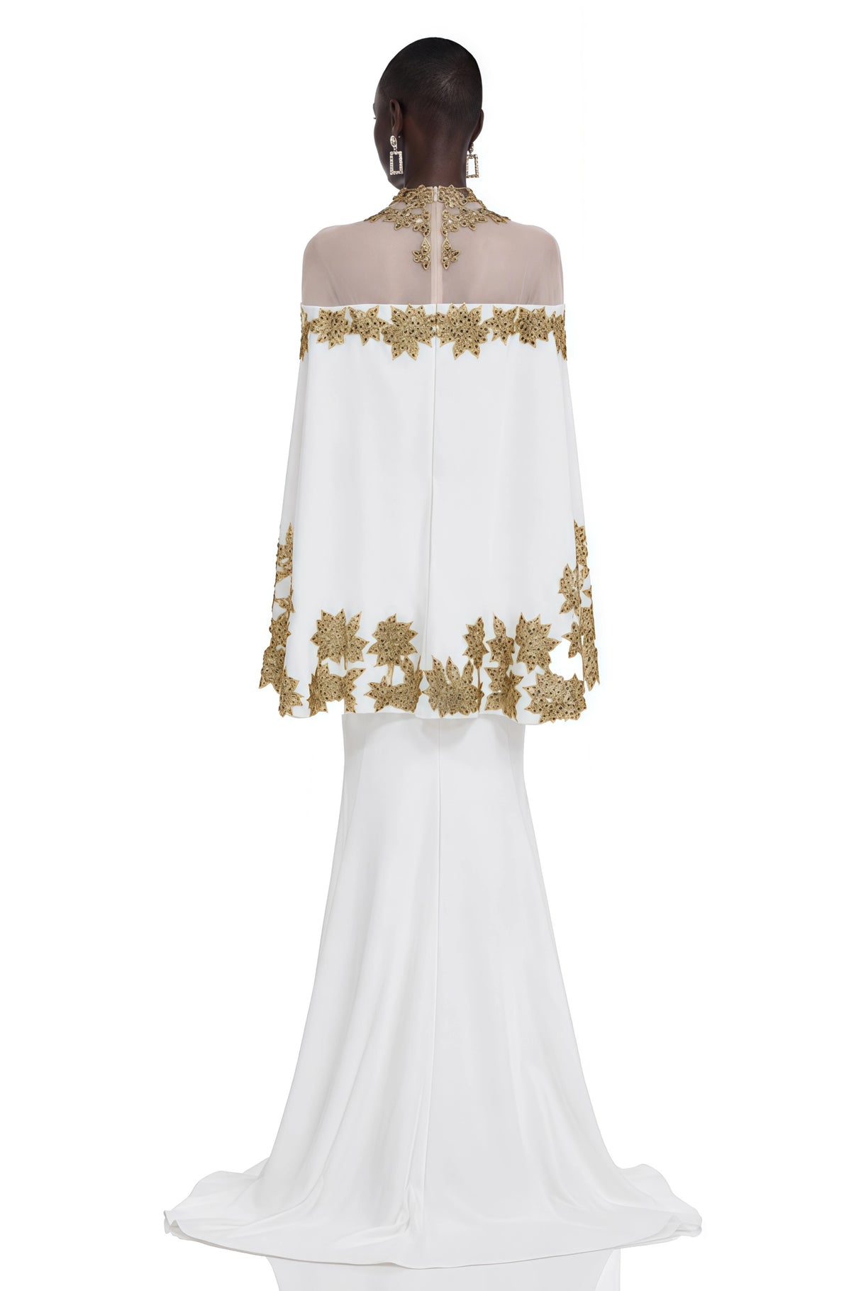 Jitka White Sequin Maxi Dress with 3D Florals