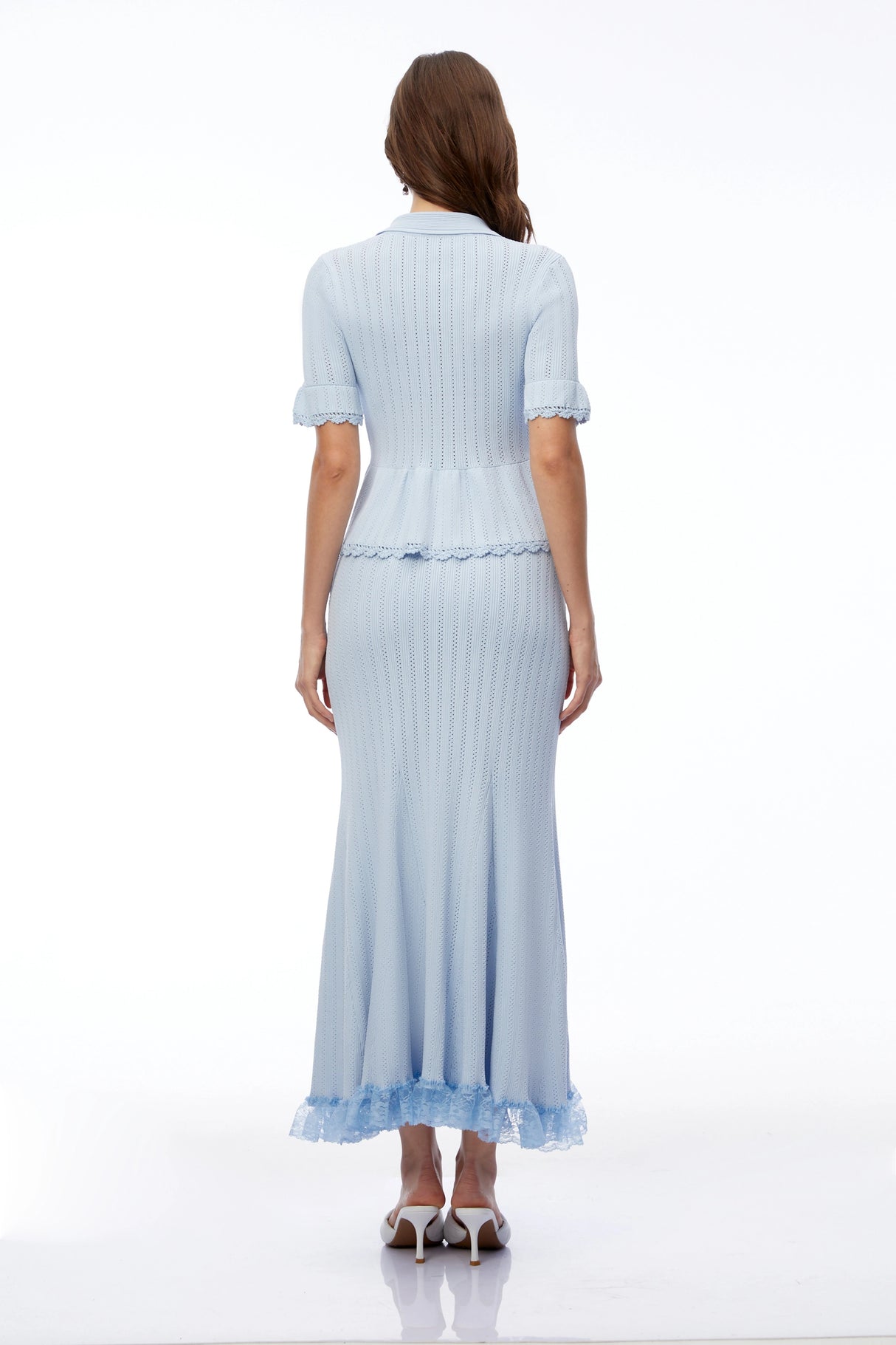 Jocasta Blue Stretch Lace Knit Midi Dress