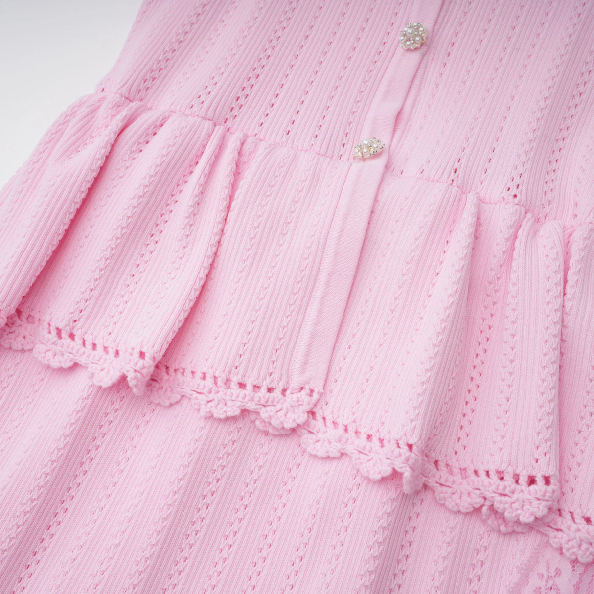 Jocasta Pink Stretch Lace Knit Midi Dress