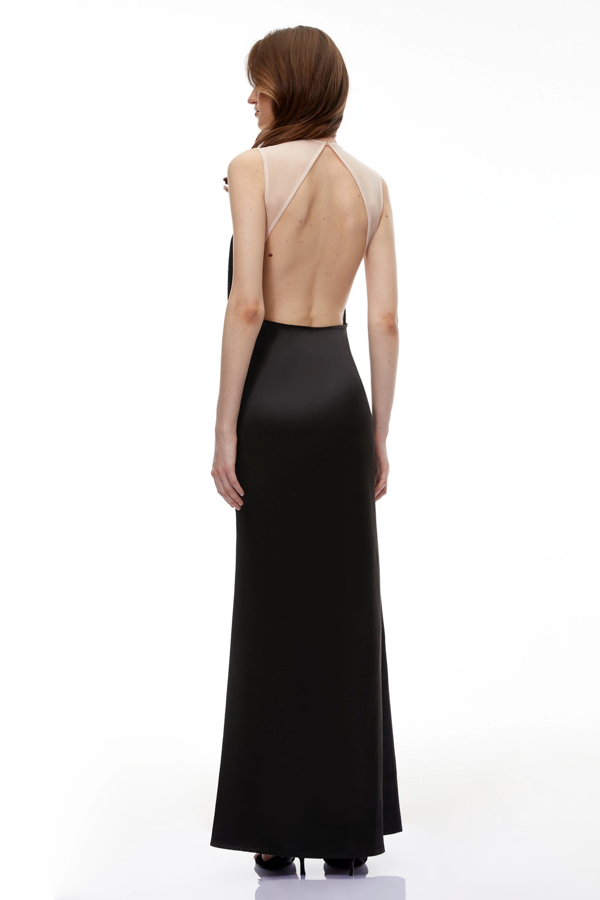 Jochebed Black SemiSheer Maxi Dress with Tassels