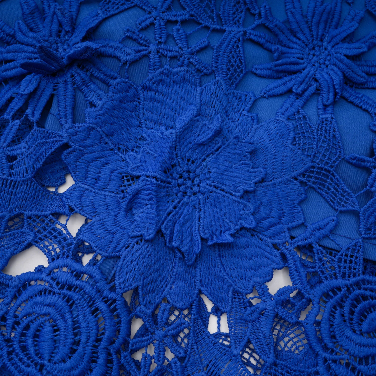 Jochebed Blue Floral Appliqué Maxi Dress with CutOuts