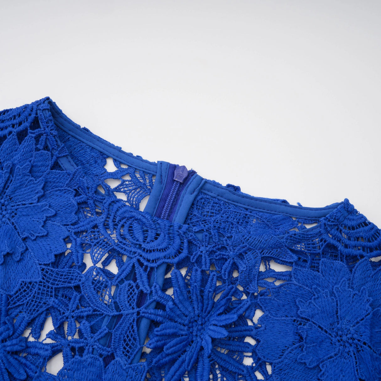Jochebed Blue Floral Appliqué Maxi Dress with CutOuts