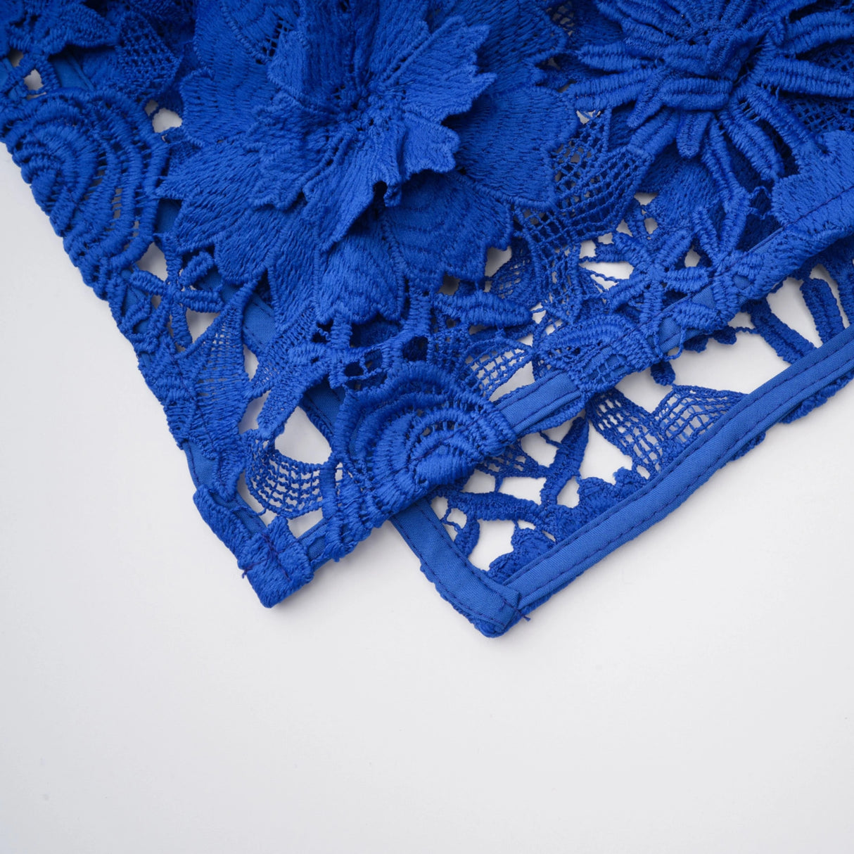 Jochebed Blue Floral Appliqué Maxi Dress with CutOuts