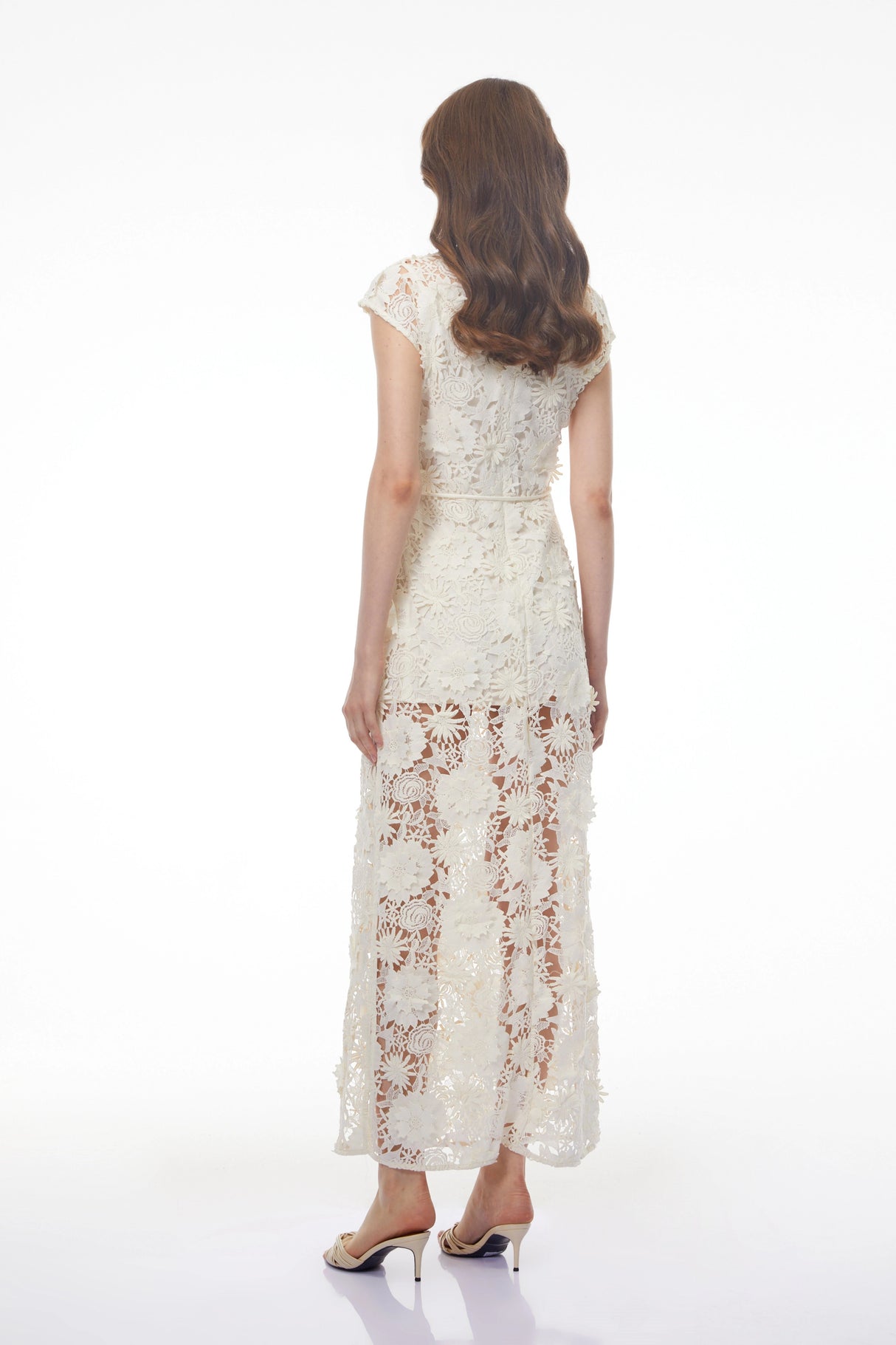 Jochebed White Floral Appliqué Maxi Dress witn CutOuts