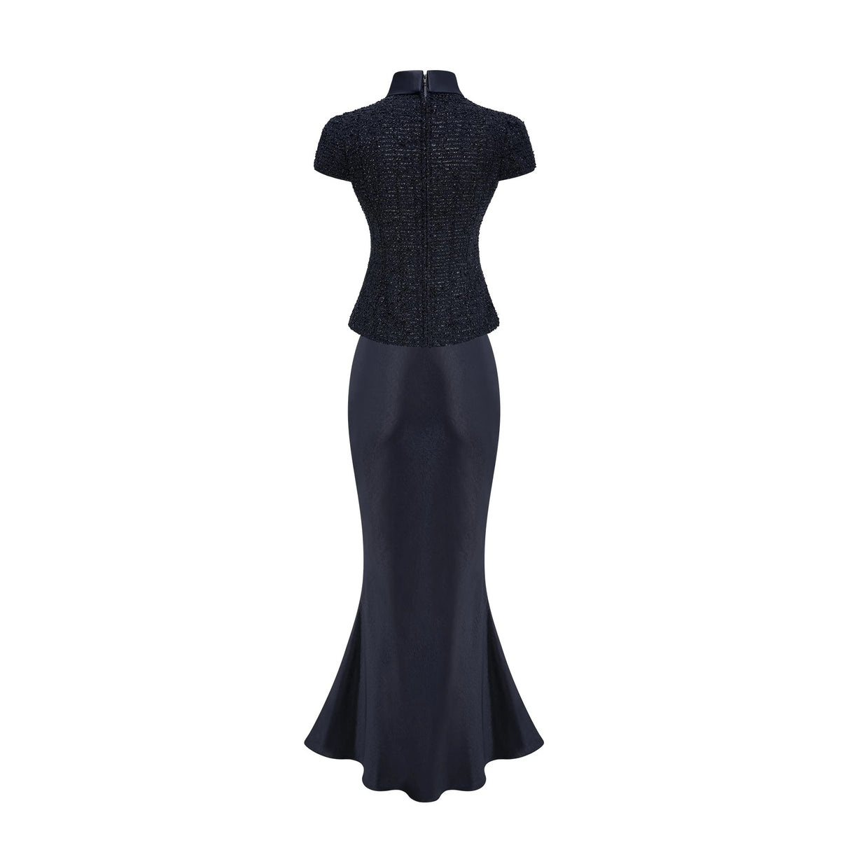 Josette Blue PeplumWaist Paneled Maxi Dress