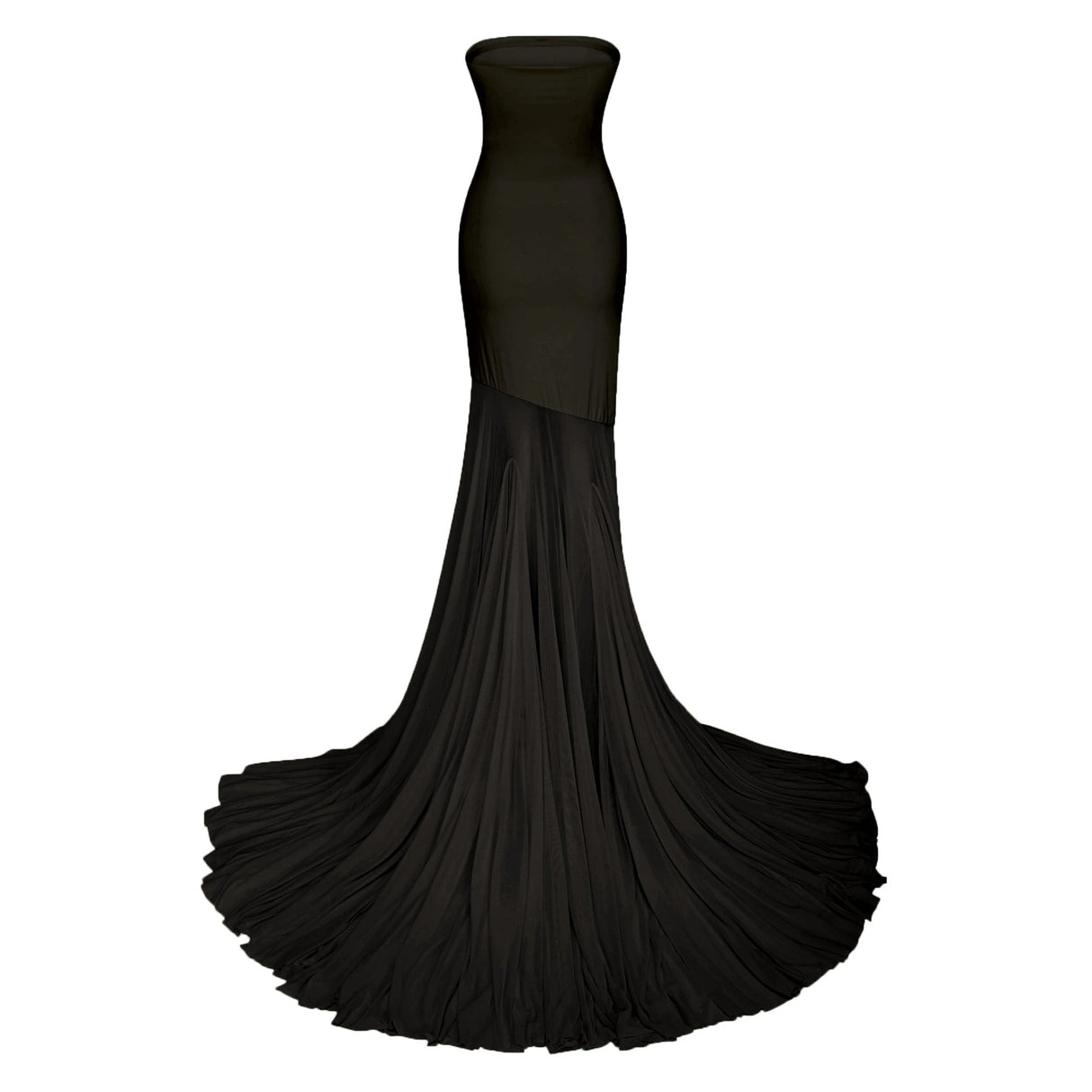 Josiane Black Offshoulder Sheer Tulle Maxi Dress