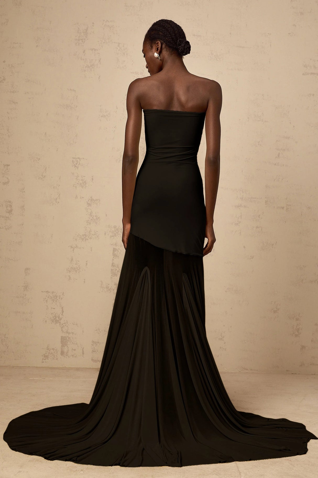 Josiane Black Offshoulder Sheer Tulle Maxi Dress