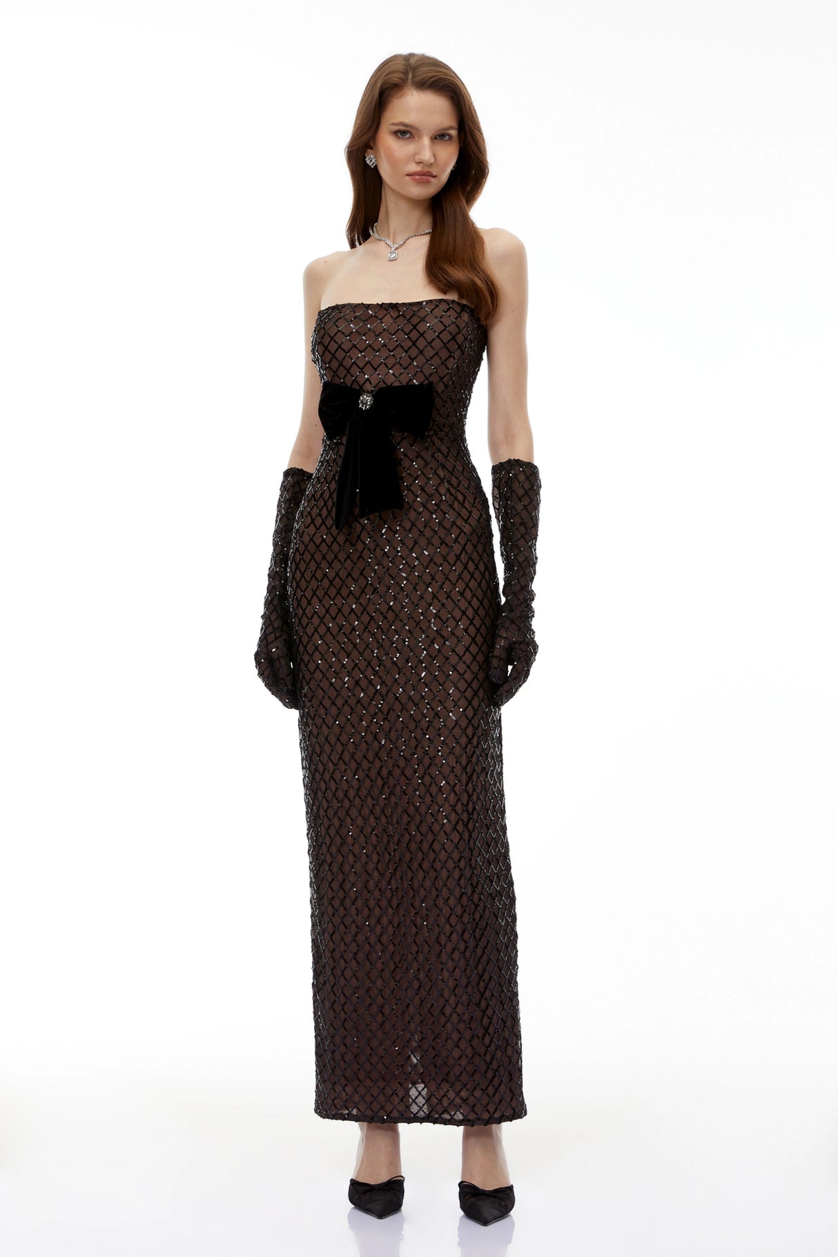 Josie Black Maxi Dress with Bow Detail
