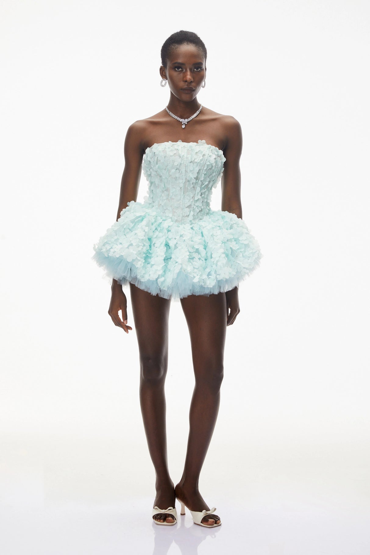 June Mint Green 3D Petal Puff Mini Dress