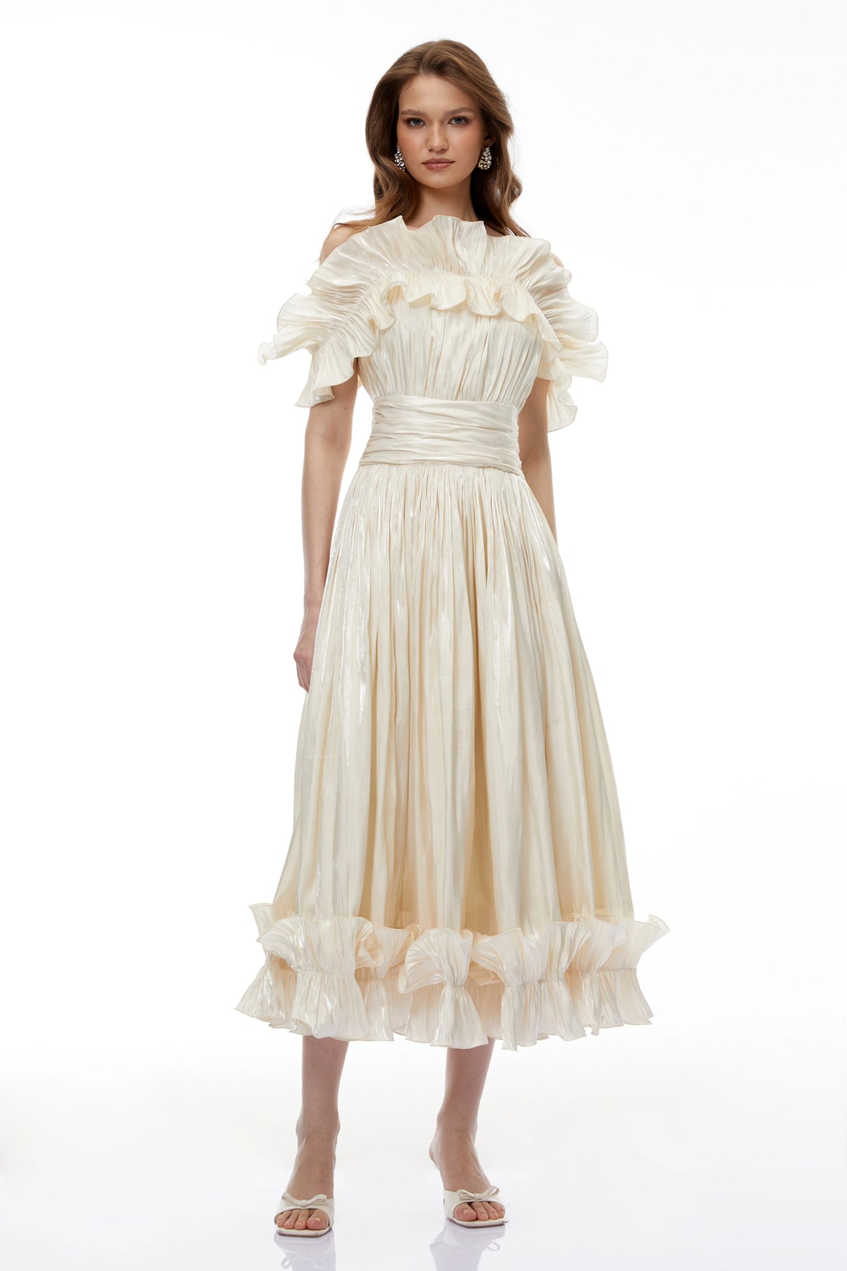 Kalliope Champagne Glitter Maxi Dress