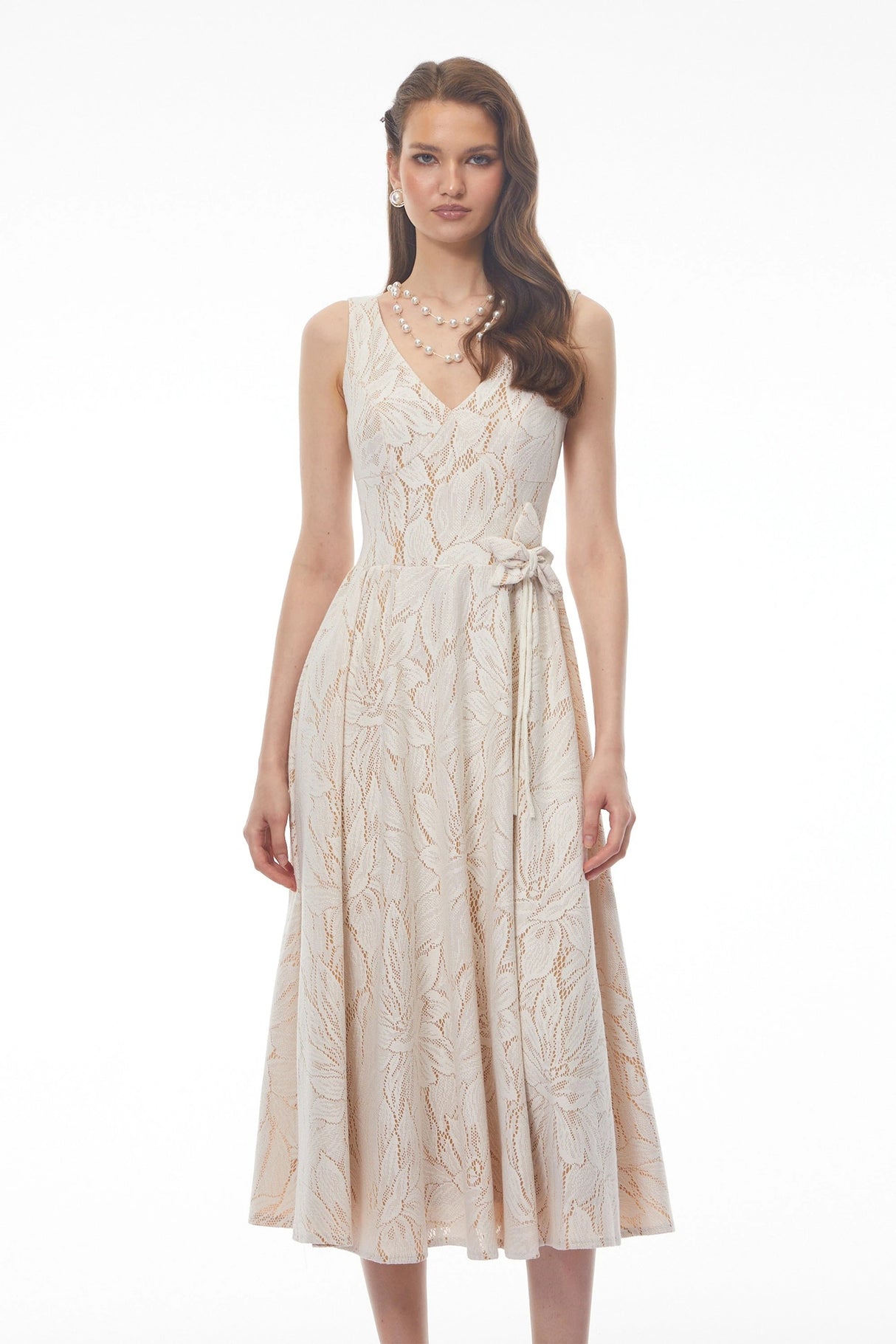 Kamila White Floral CutOut Midi Dress