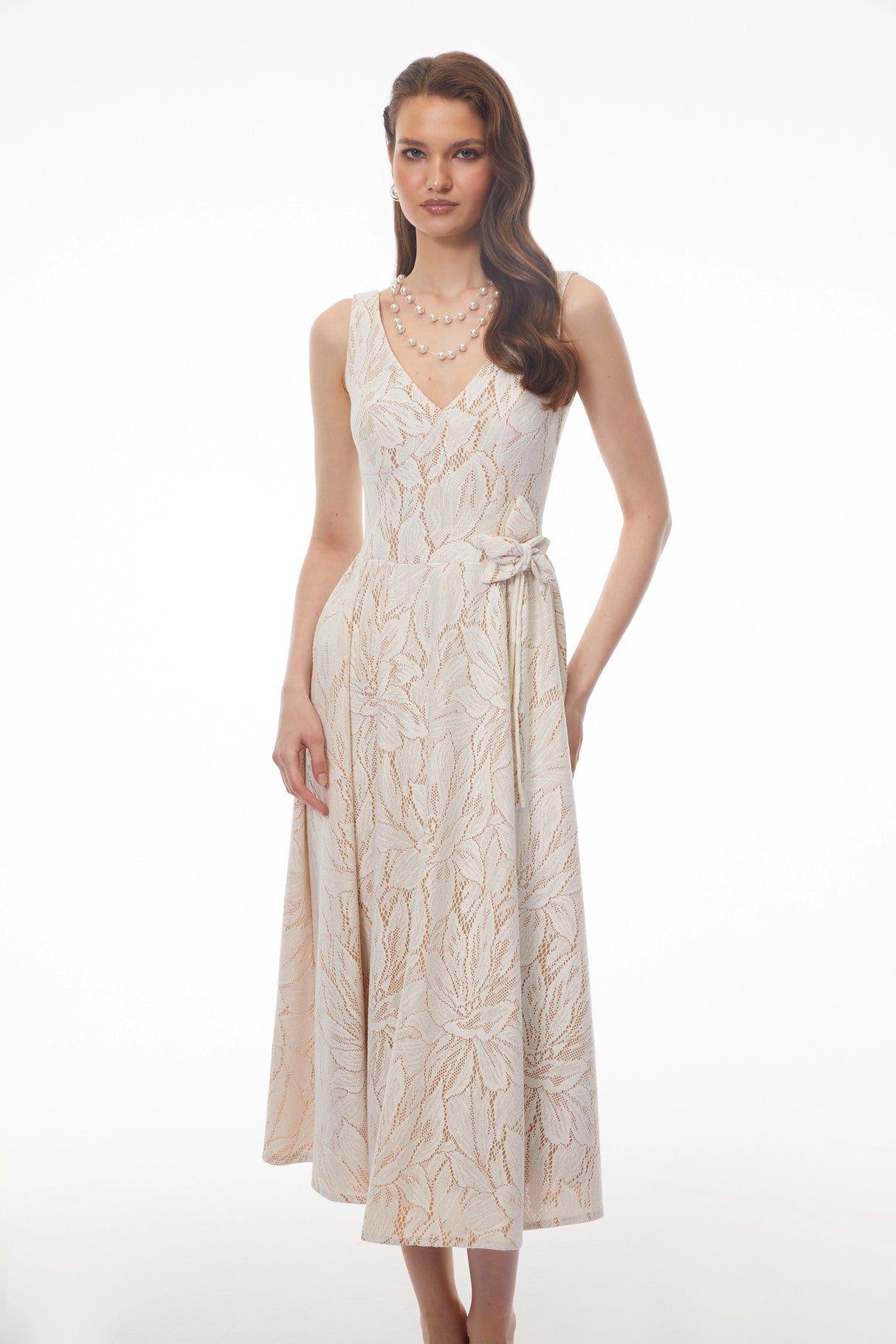 Kamila White Floral CutOut Midi Dress