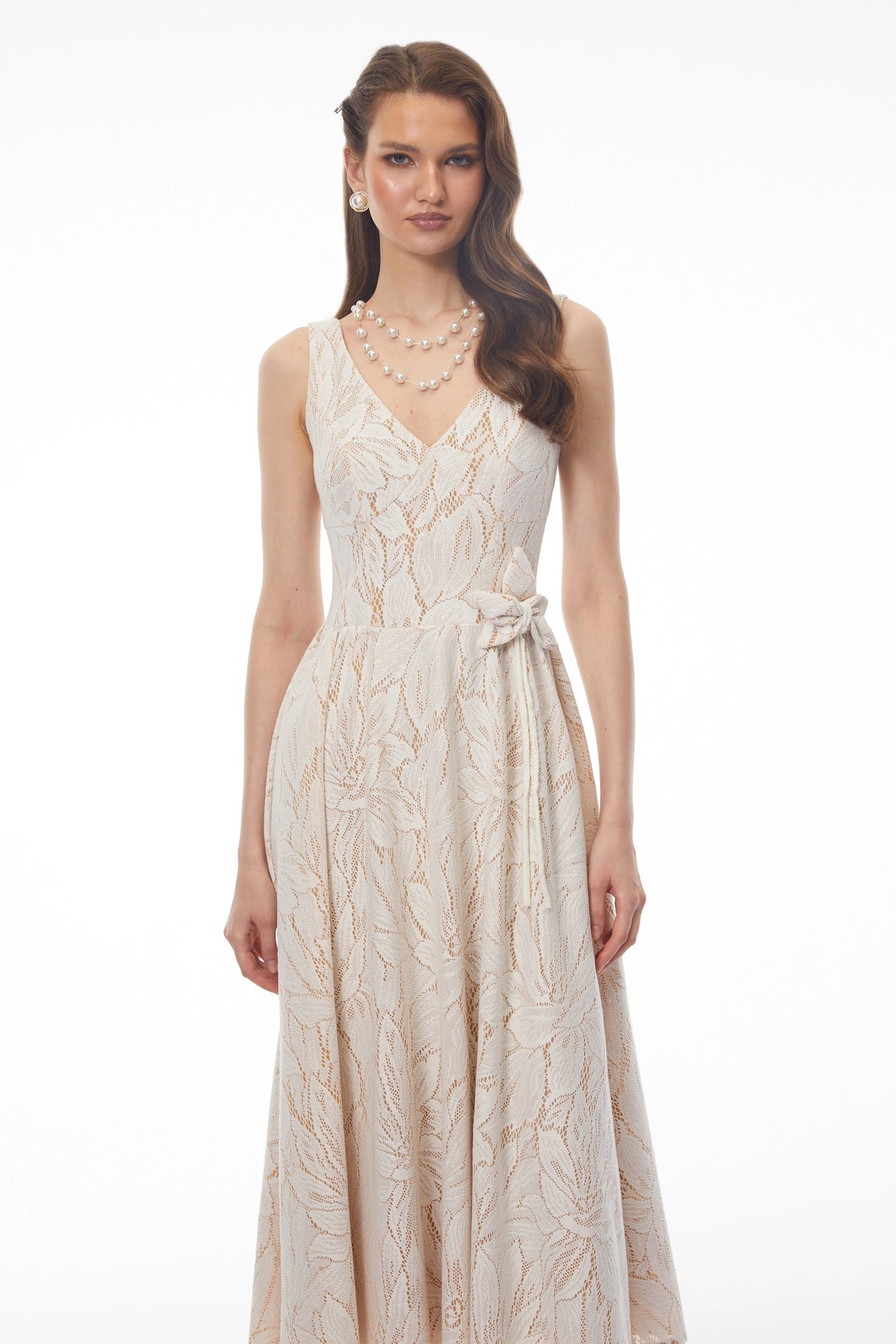 Kamila White Floral CutOut Midi Dress