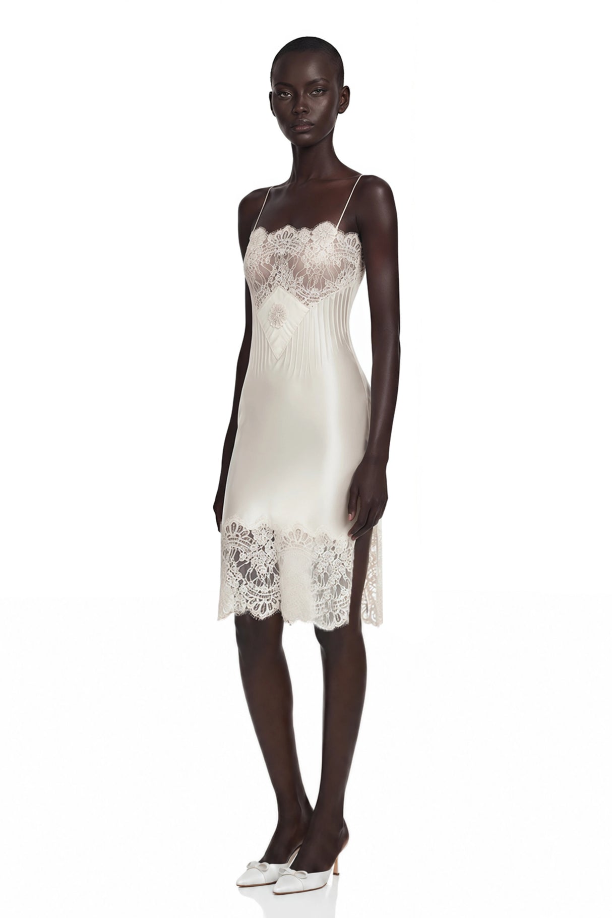 Klara Cream Mini Dress with Lace Panels