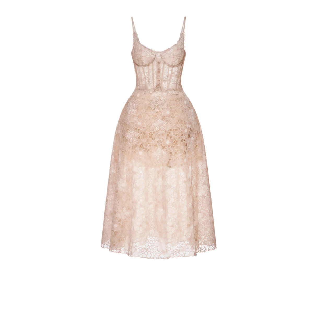 Kristoffer Pink Floral Lace Midi Dress