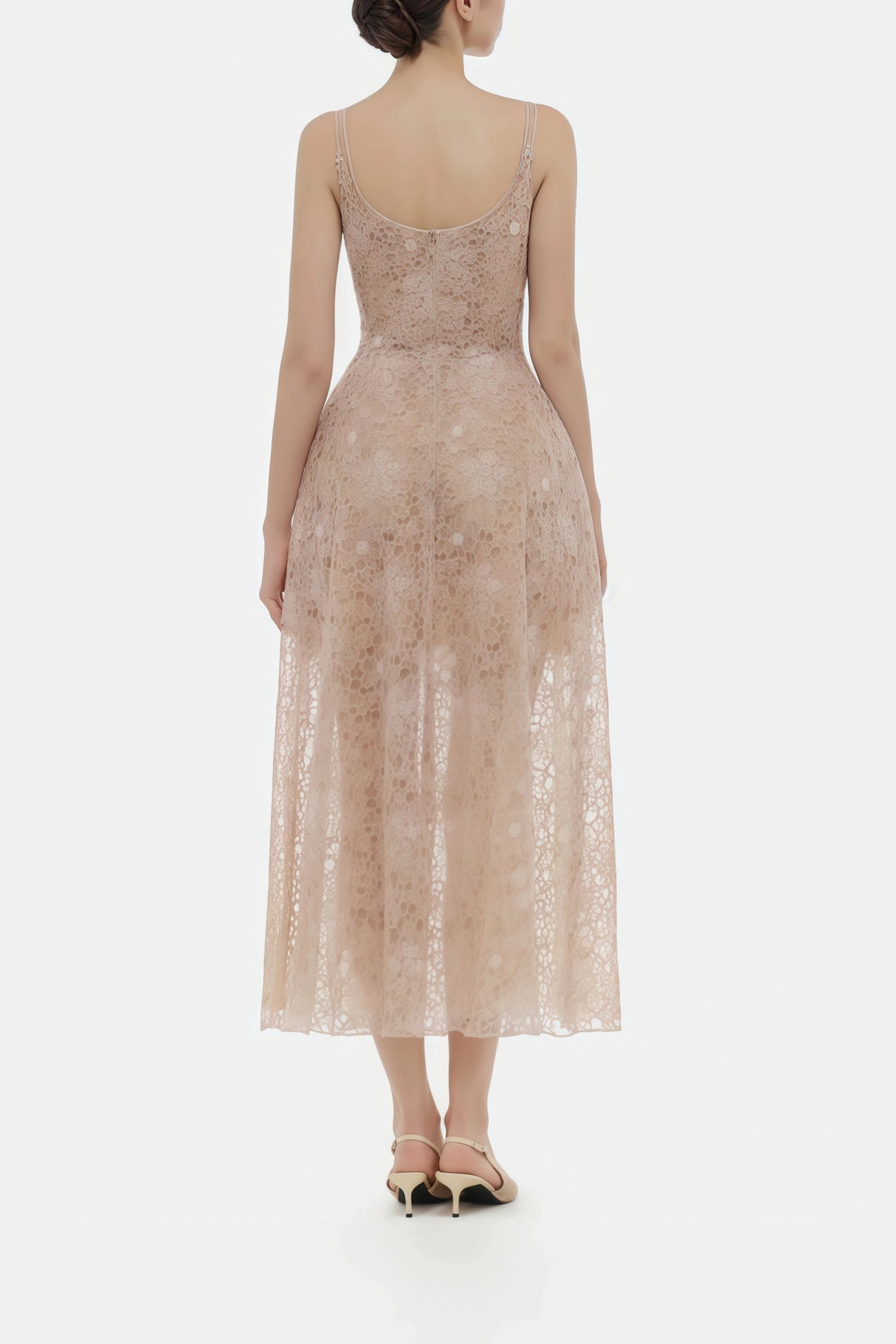Kristoffer Pink Floral Lace Midi Dress
