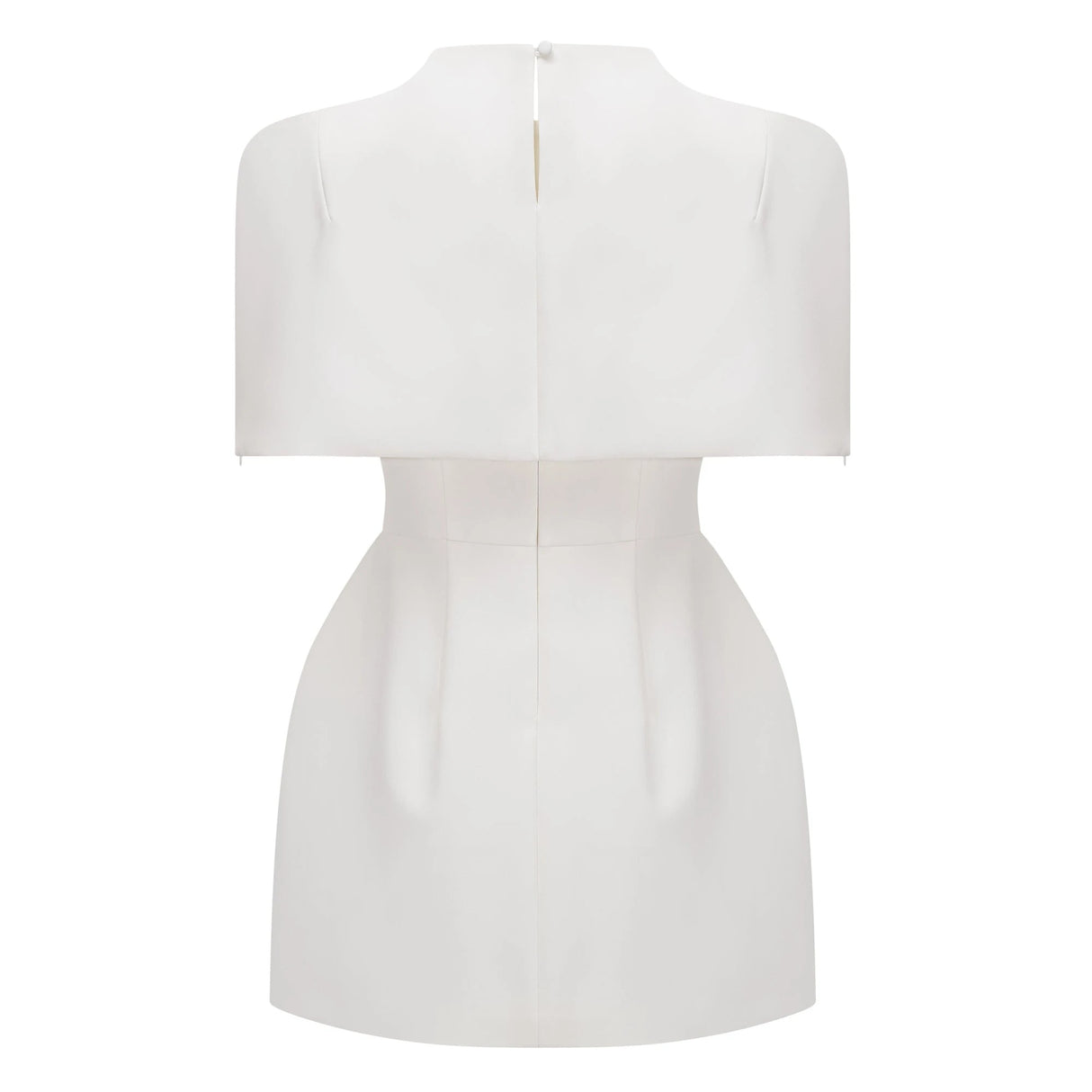 Kristveig White Cape Design Structured Mini Dress