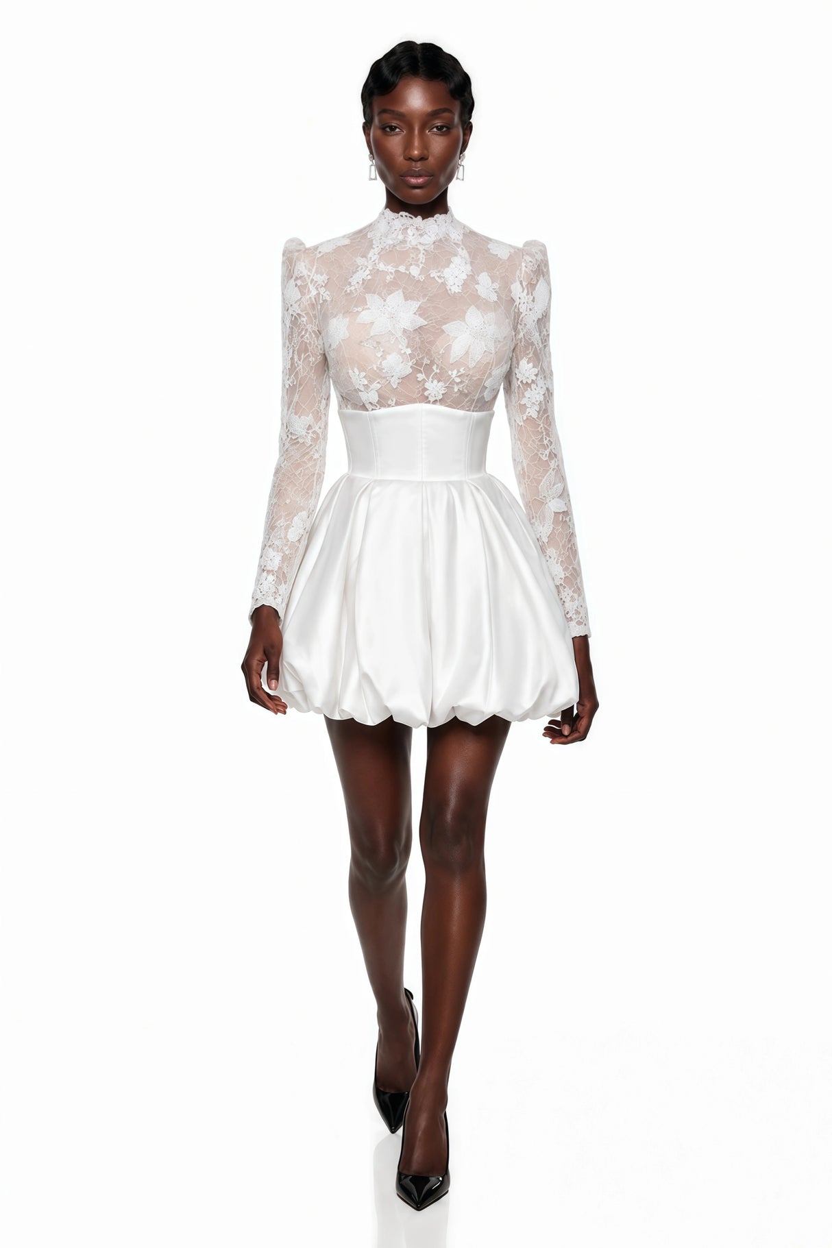 Lavinia White Floral Lace Mini Dress