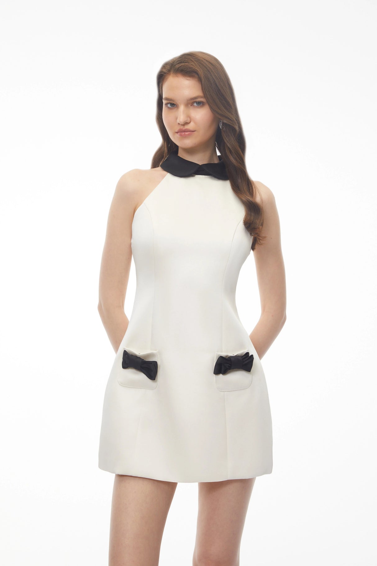 Lavinia White Halterneck Color Block Mini Dress