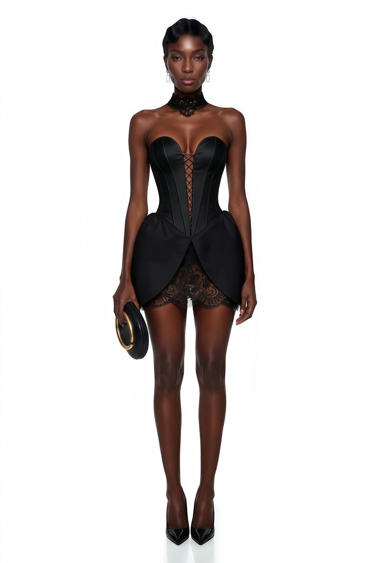 Layla Black Lace Panel Mini Dress