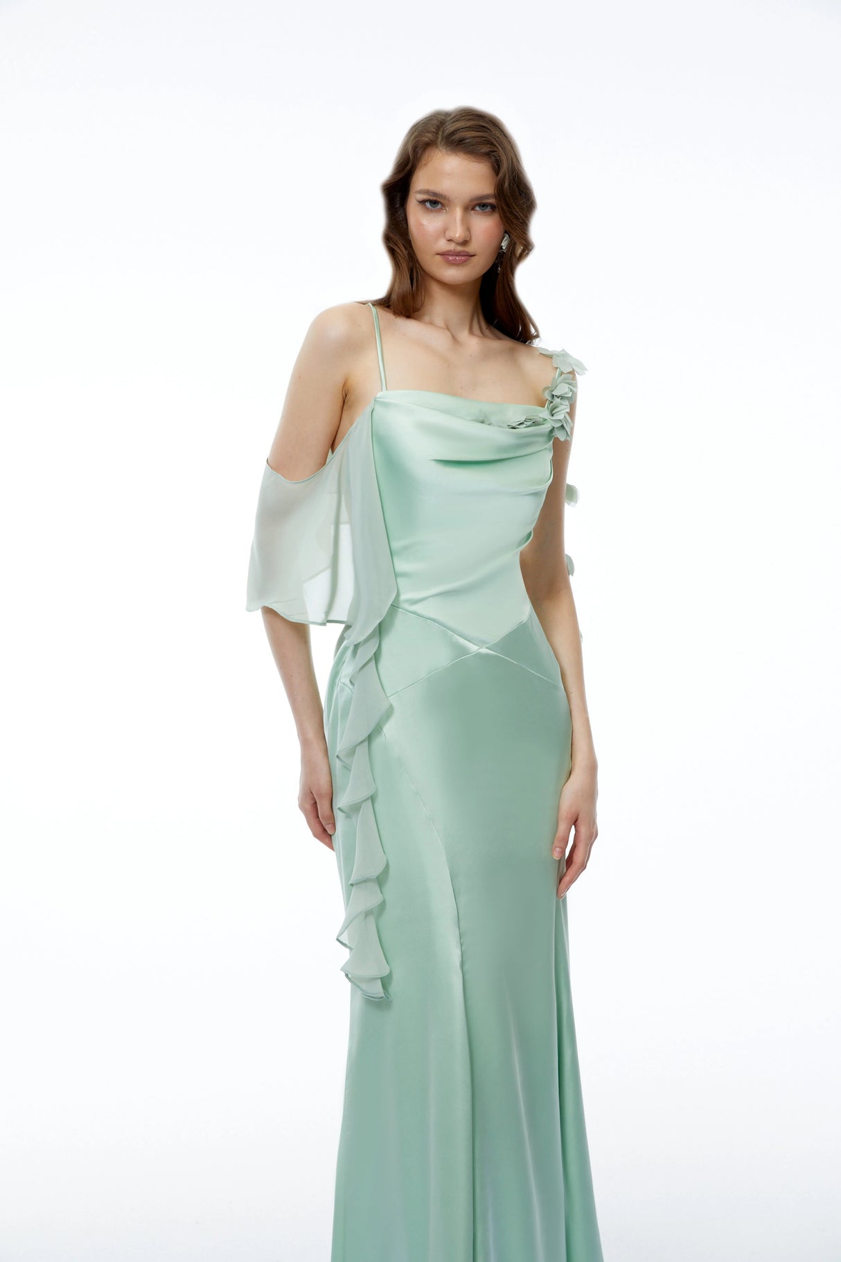 Leilah Green Maxi Dress with 3D Florals