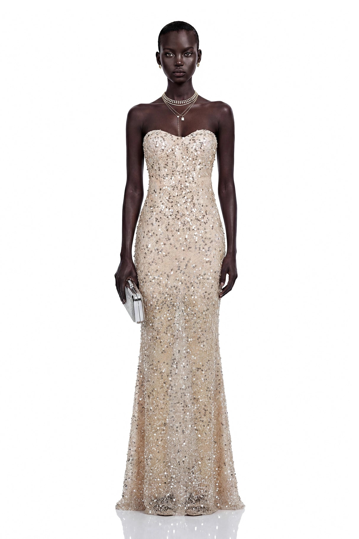 Lenuța Champagne Sequin Mermaid Maxi Dress