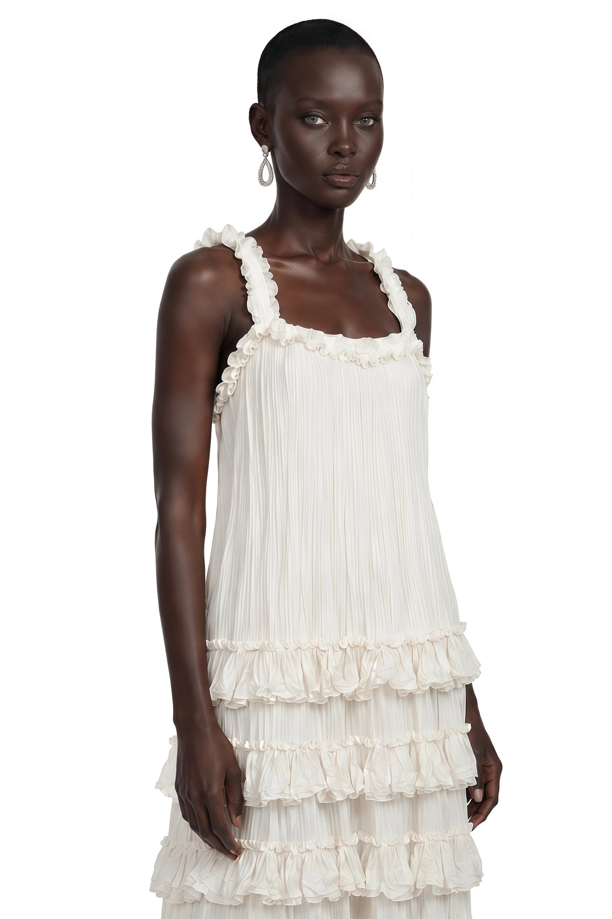 Leonie Neutral Tiered Ruffled Maxi Dress