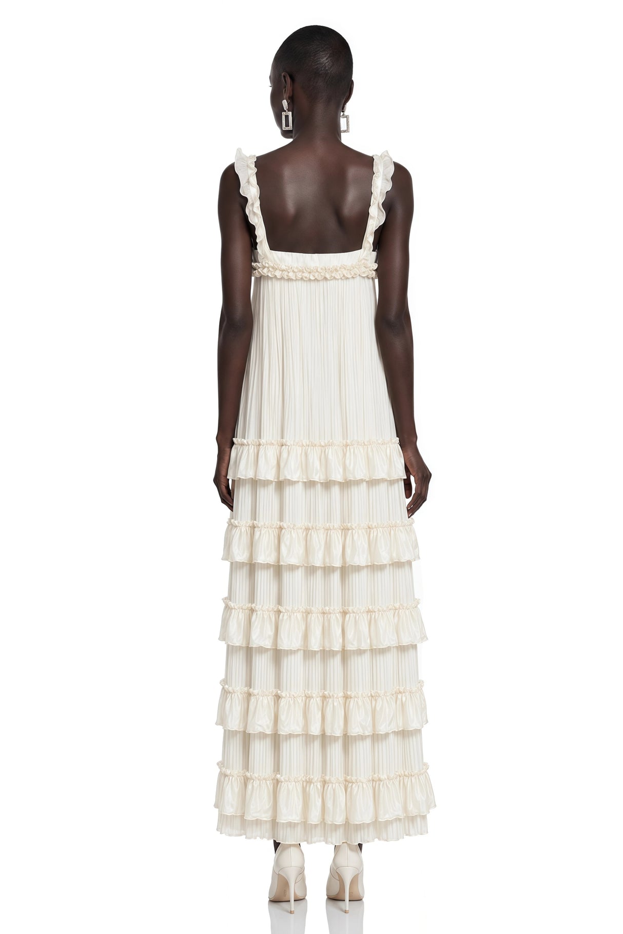 Leonie Neutral Tiered Ruffled Maxi Dress