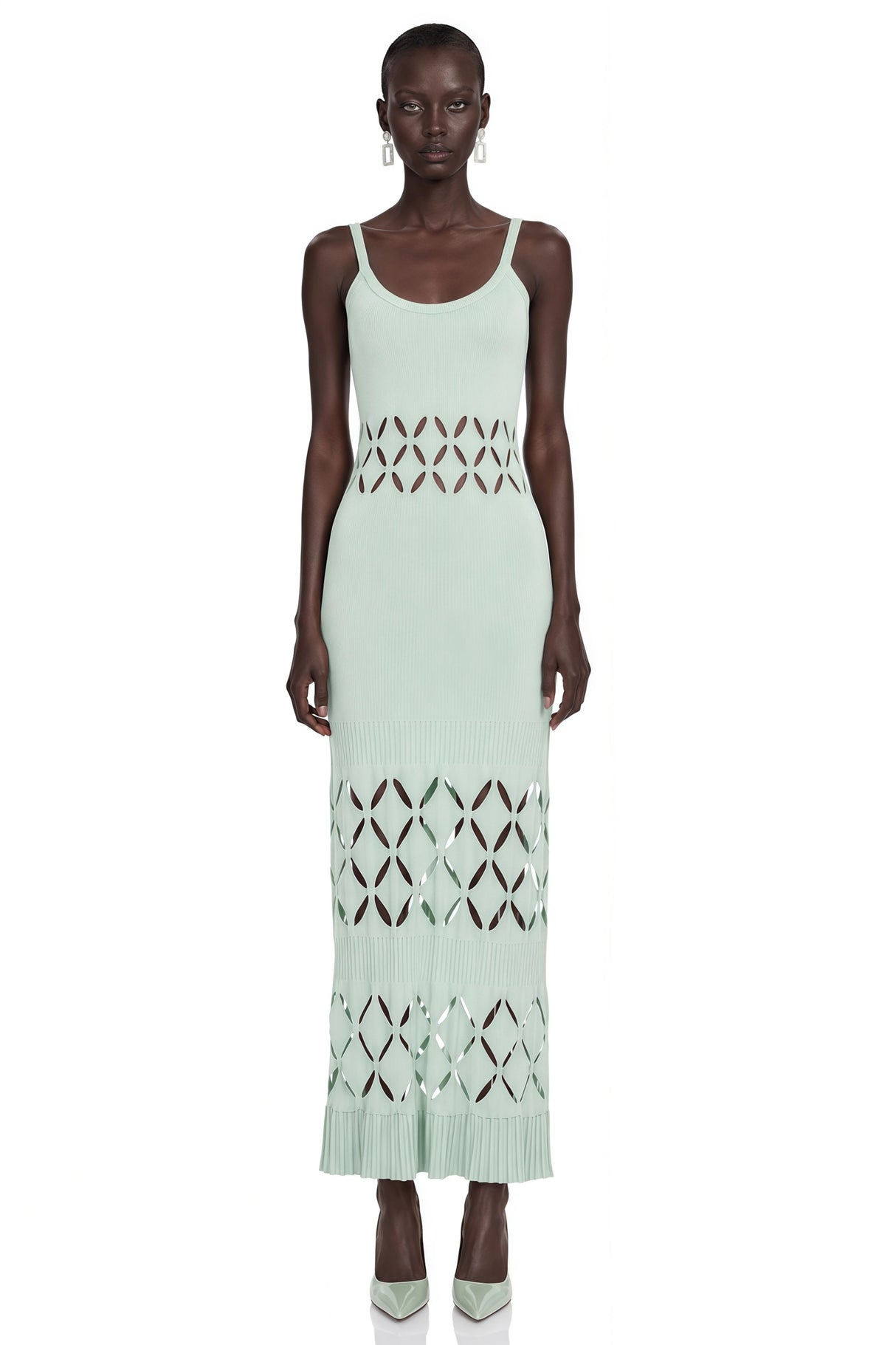 Leonore Green Cutout Knitted Maxi Dress