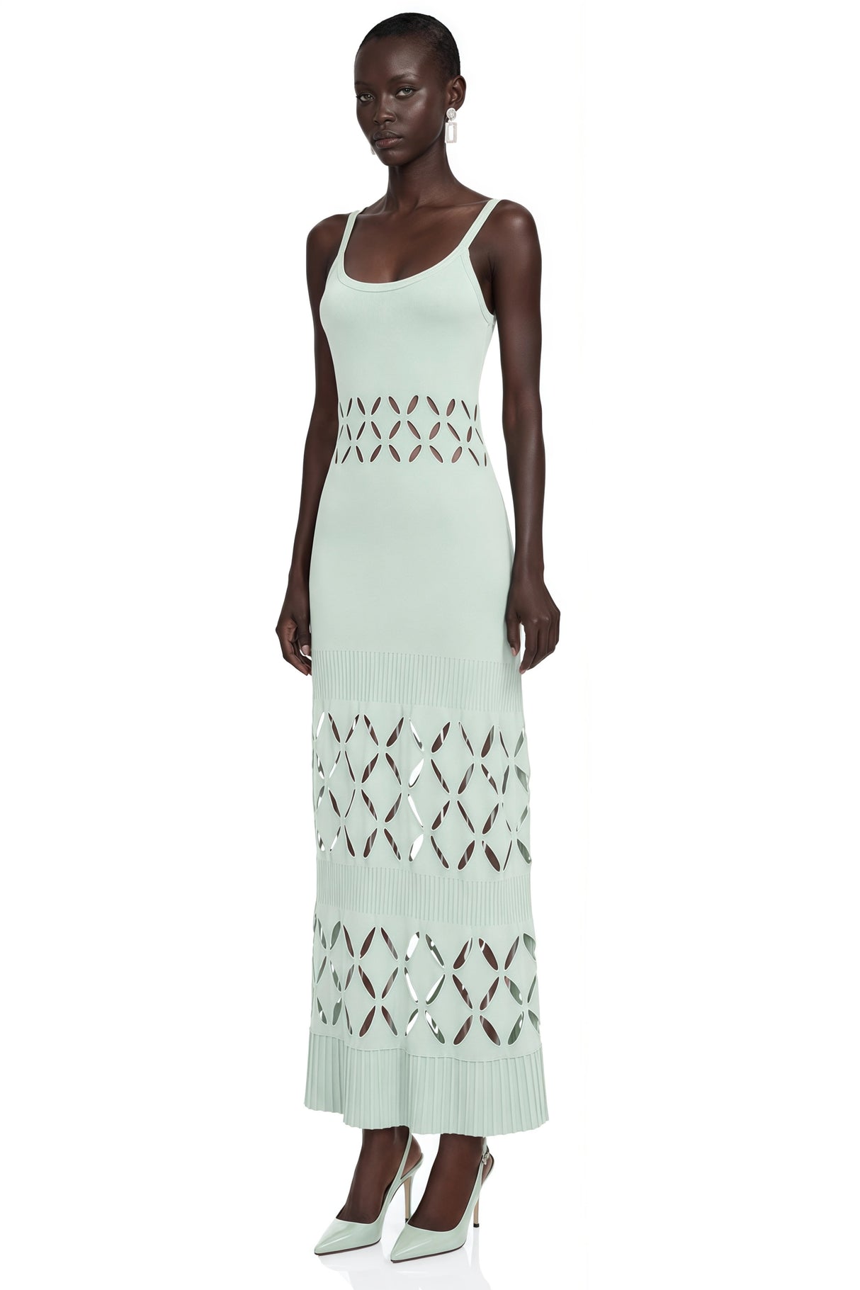 Leonore Green Cutout Knitted Maxi Dress