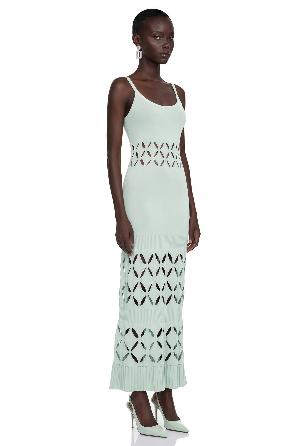Leonore Green Cutout Knitted Maxi Dress