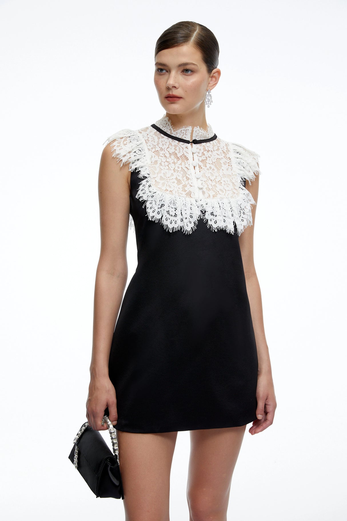 Lillian Black ALine Mini Dress with Contrast Lace
