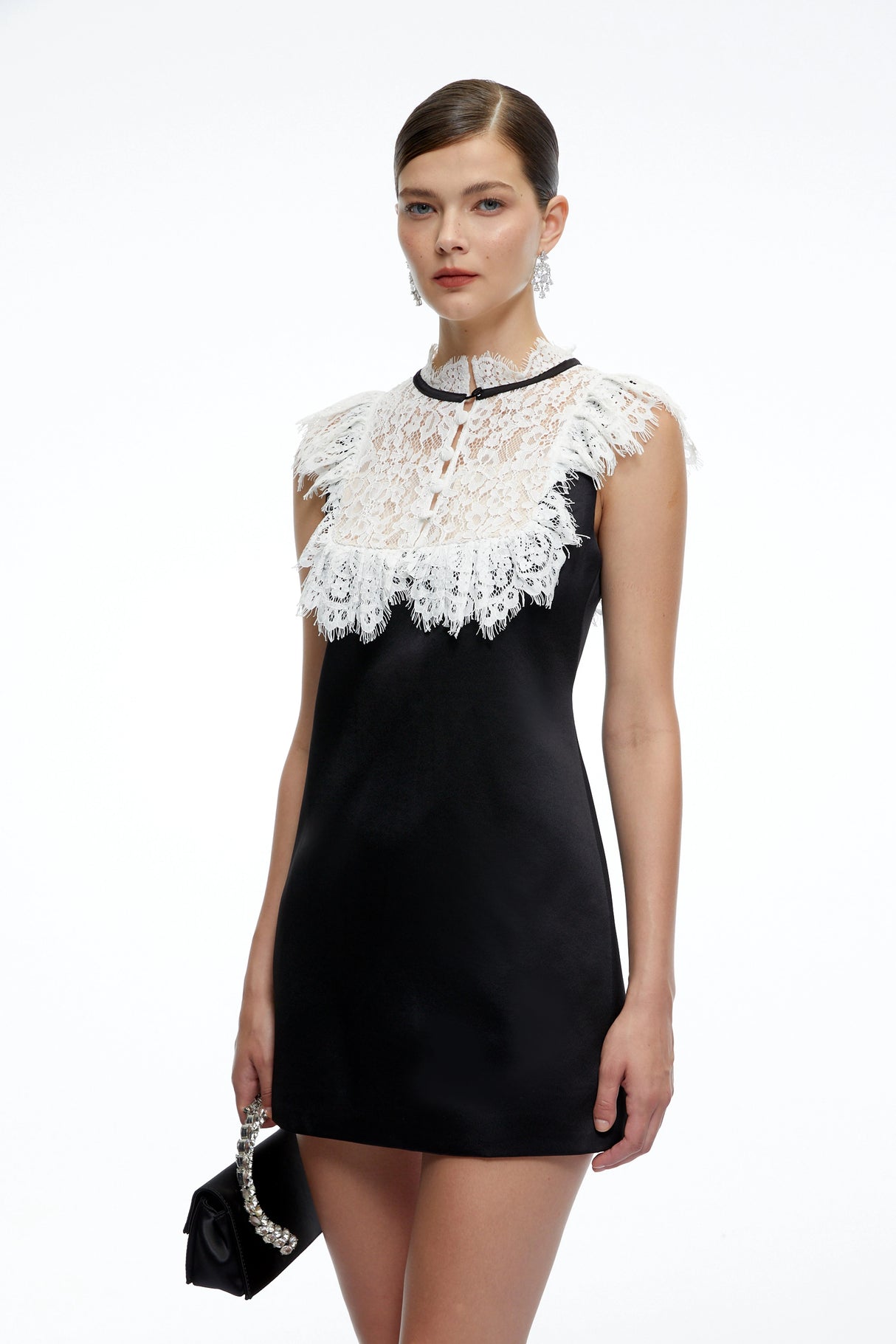 Lillian Black ALine Mini Dress with Contrast Lace