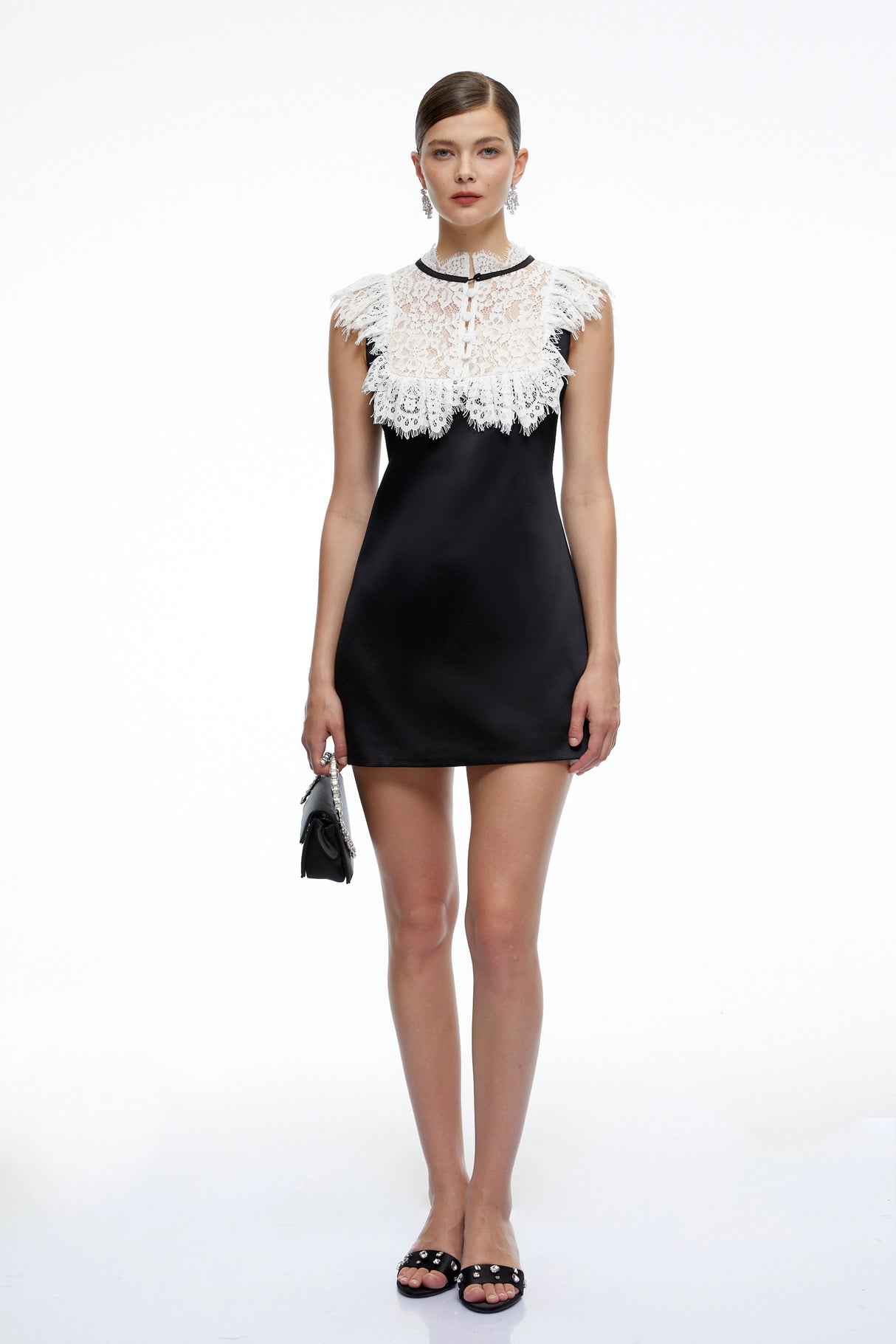 Lillian Black ALine Mini Dress with Contrast Lace