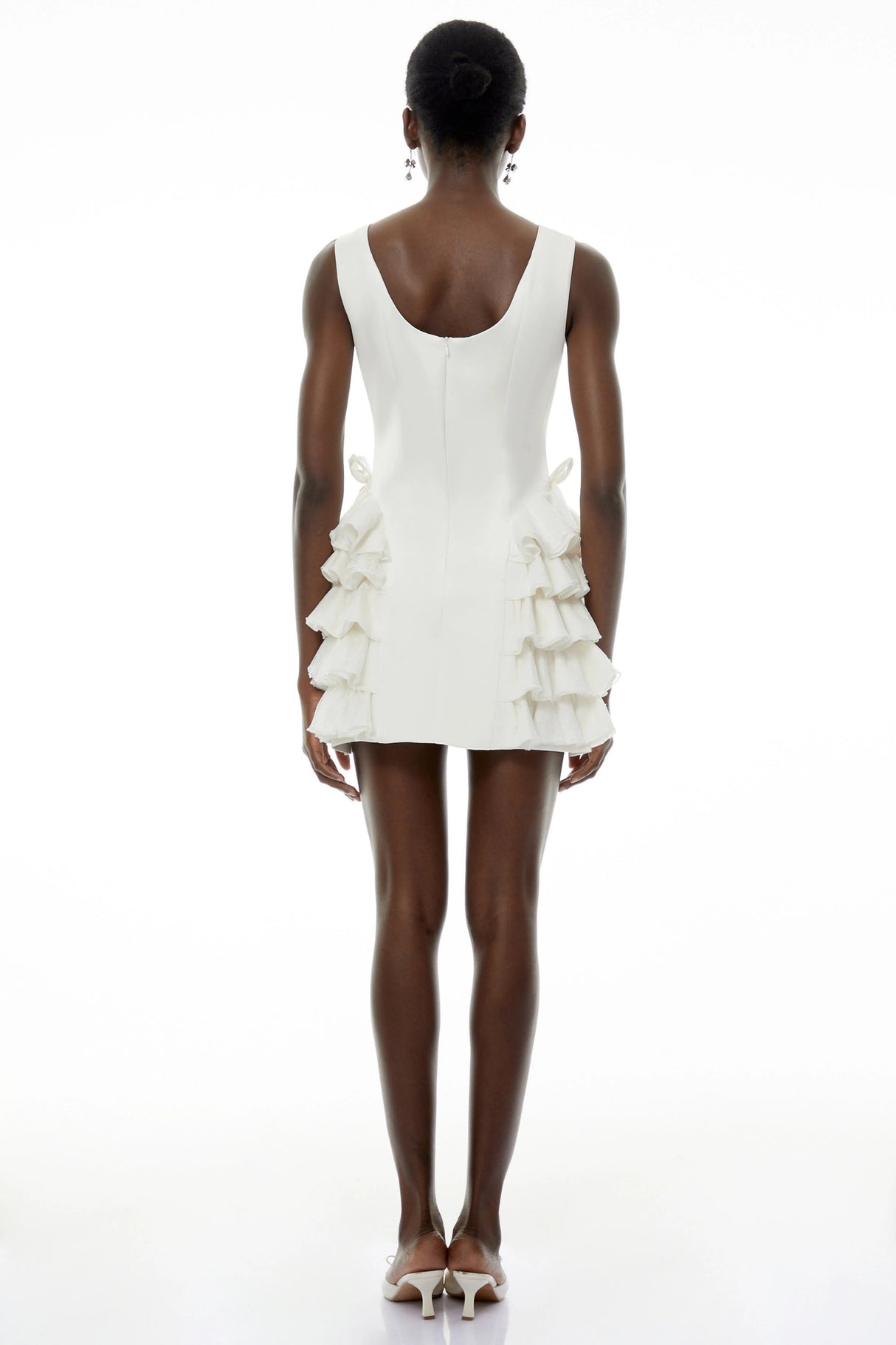Lilliana White Sleeveless Tiered Ruffled Mini Dress