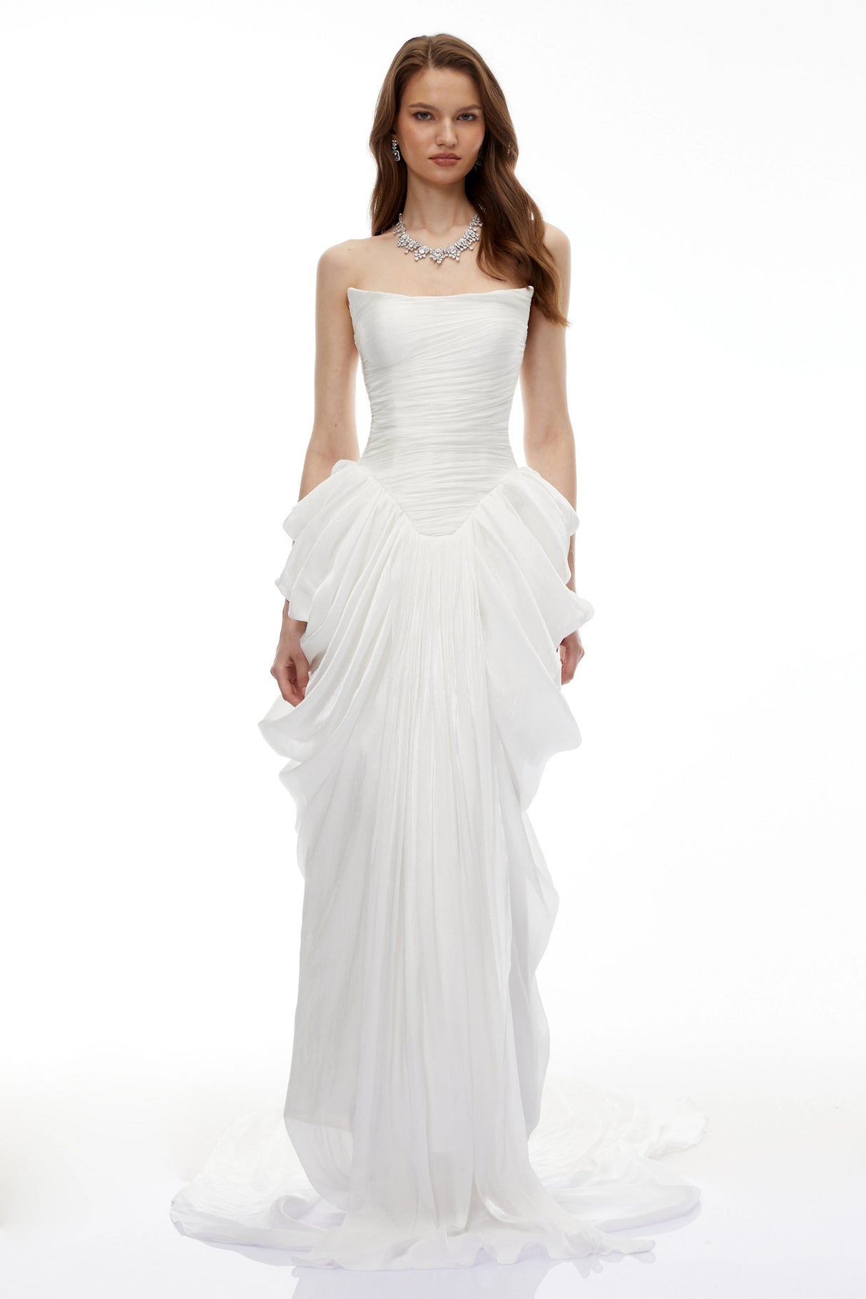 Lily White Ruched Bodycon Maxi Dress